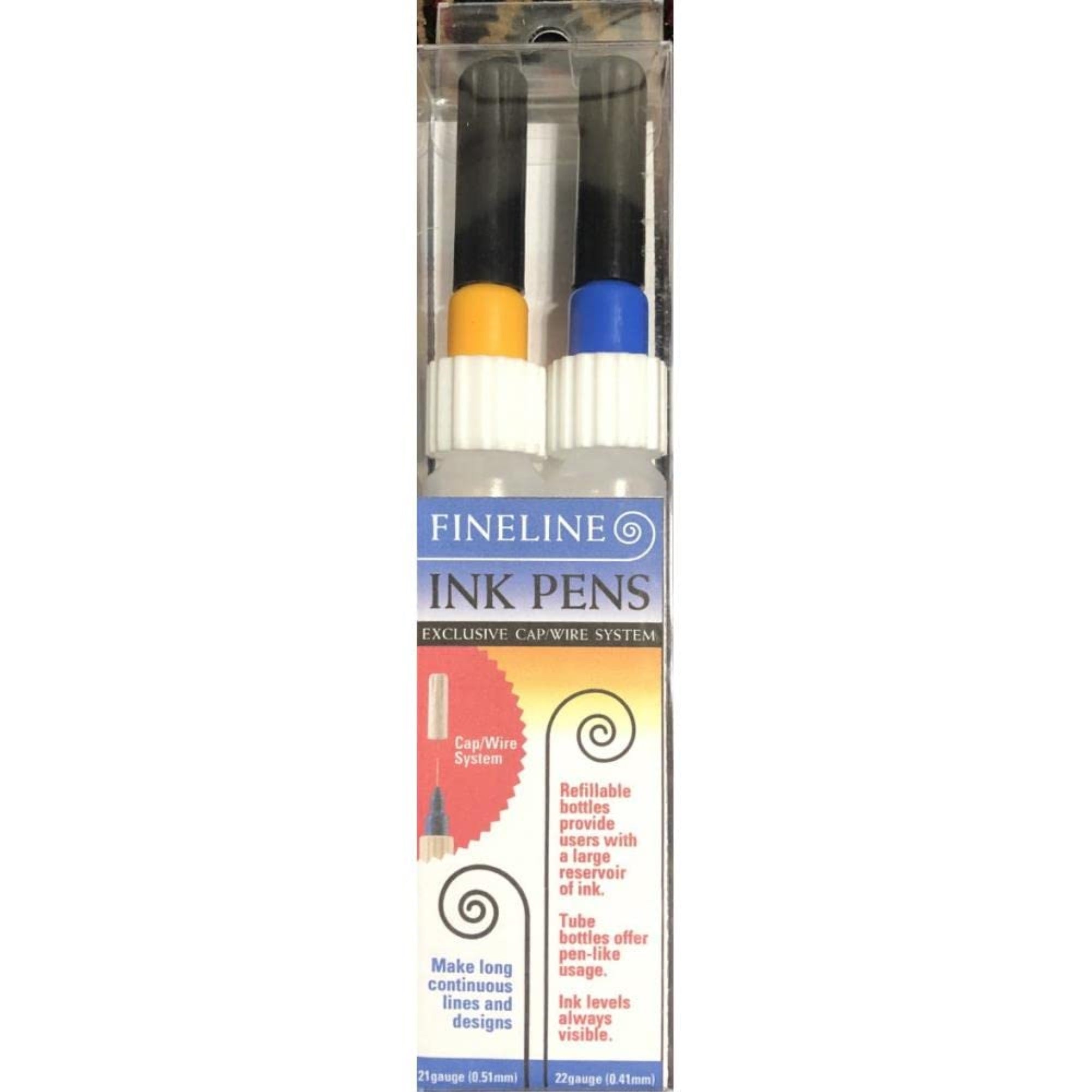 Fineline Ink Pen.  Two 1oz bottles each with an Applicator. 21g-1 and 22g-1  Package in Zip Lock