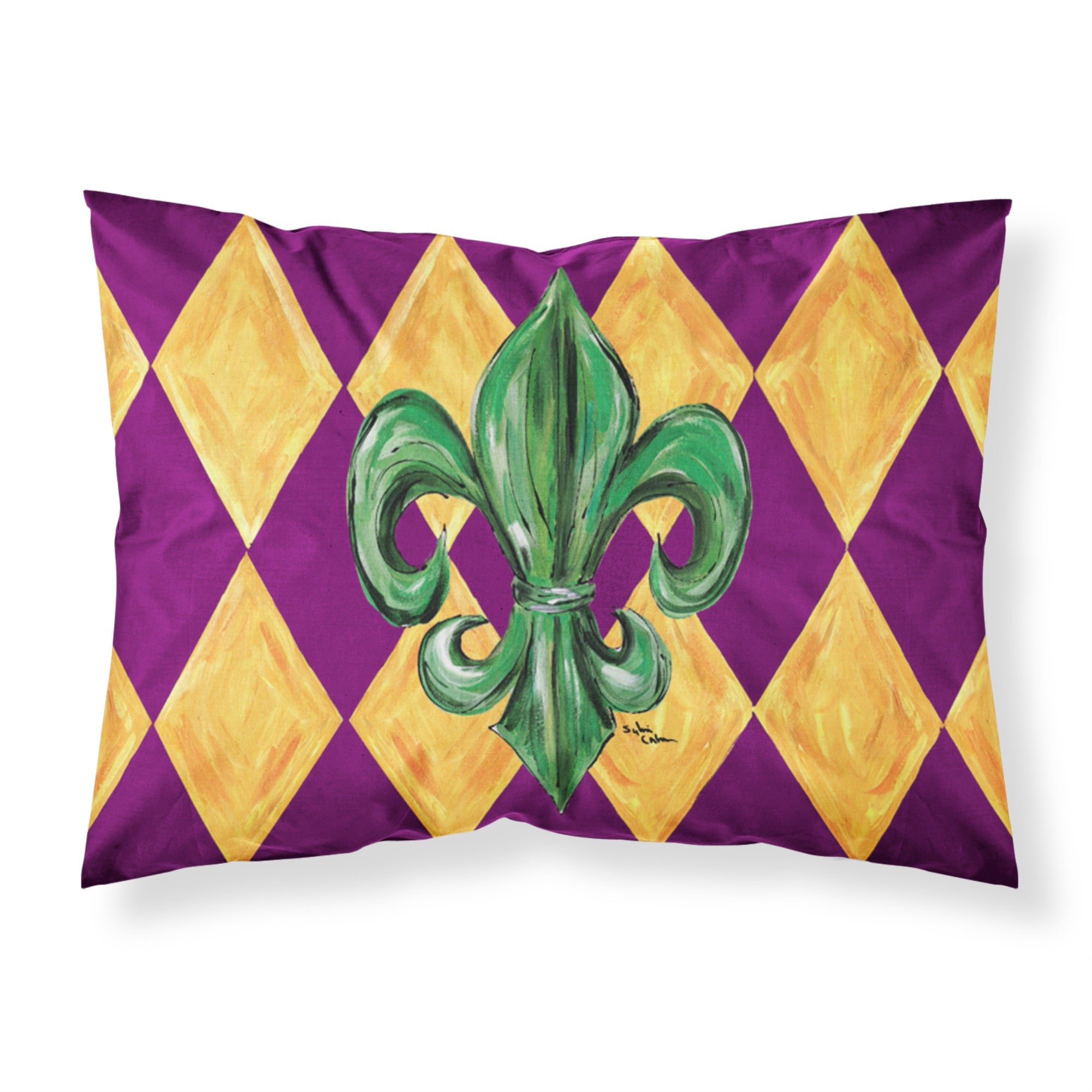 Caroline'S Treasures 8133Pillowcase Mardi Gras Fleur De Lis Purple Green And Gold Moisture Wicking Fabric Standard Pillowcase,