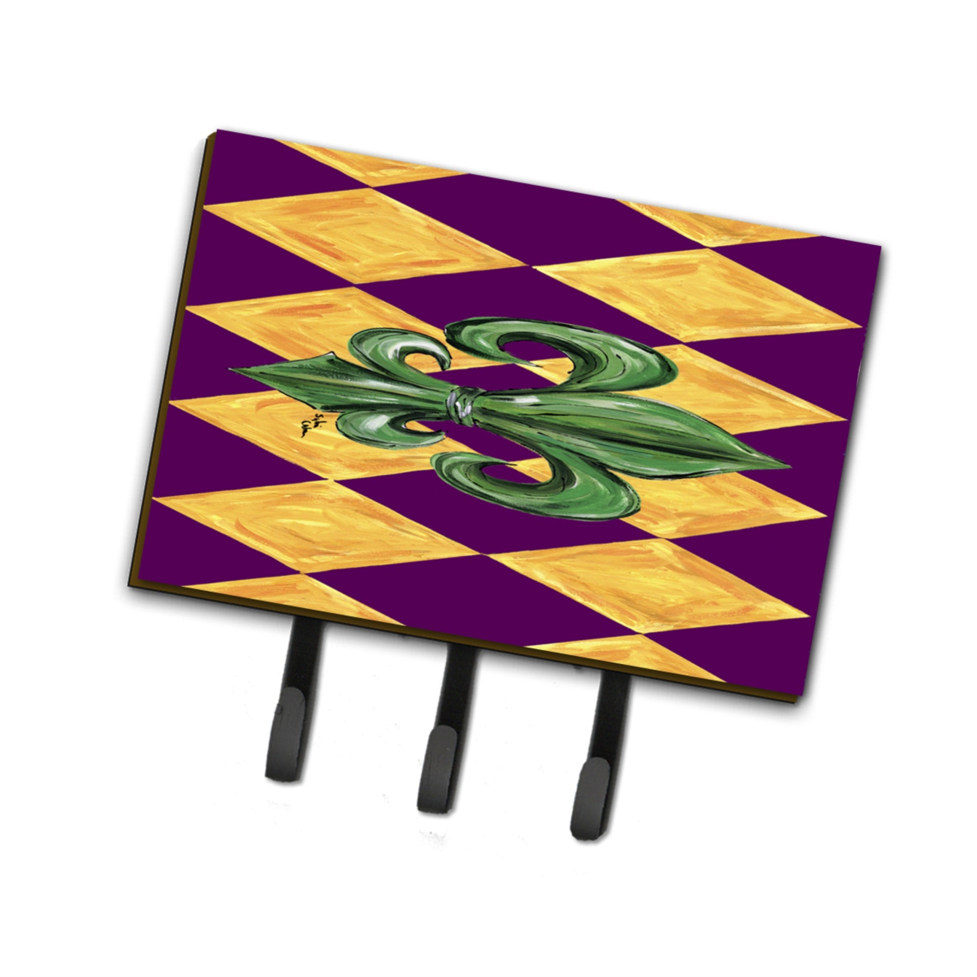 Caroline'S Treasures 8133Th68 Mardi Gras Fleur De Lis Purple Green And Gold Leash Or Key Holder, Large, Multicolor
