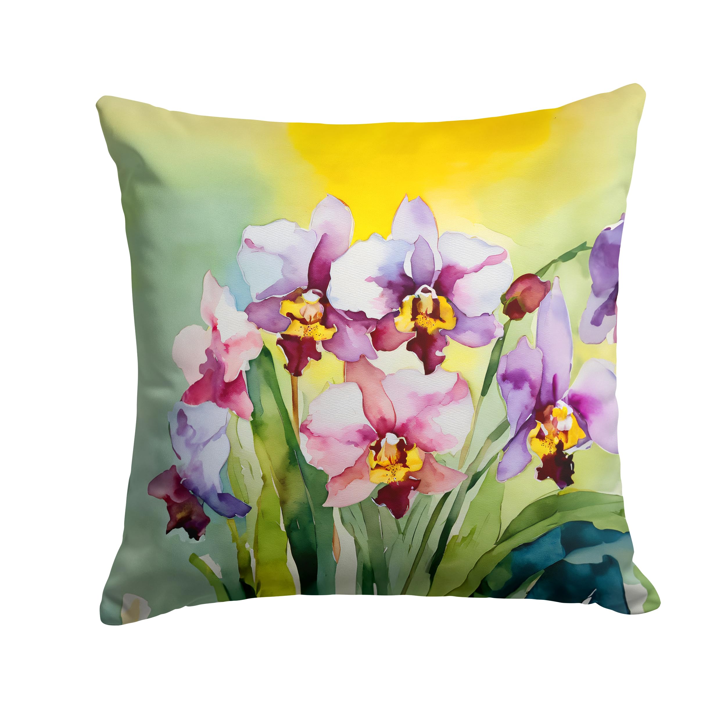 Orchids in Watercolor Throw Pillow