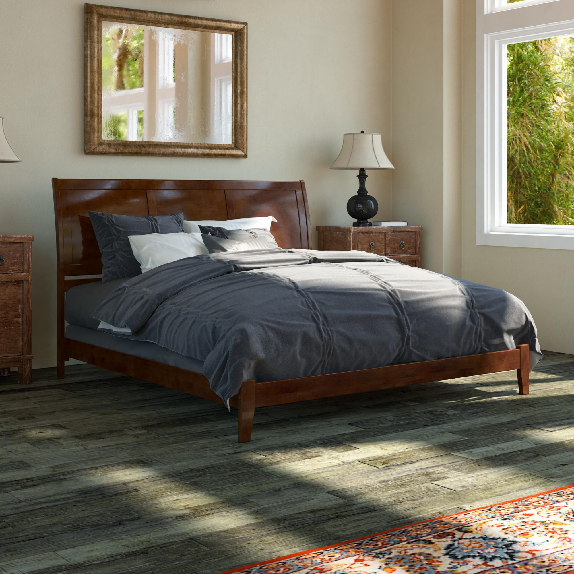 Portland King Bed in Antique Walnut