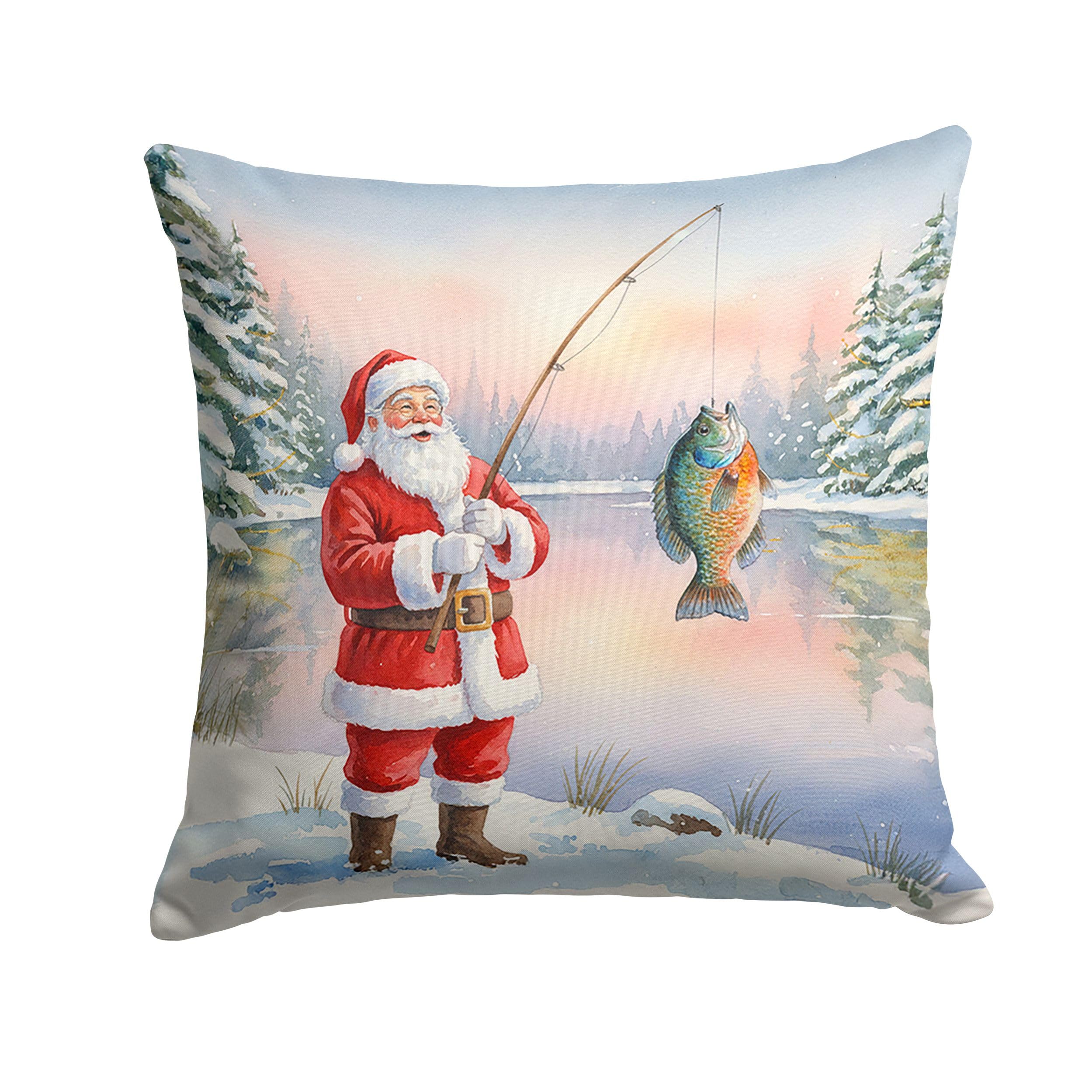 Carolines Treasures Fishing Santa Claus with Bluegill Christmas Throw Pillow Decorative Indoor Outdoor Accent Cushion for Couch, Bed or Patio, 18Hx18W