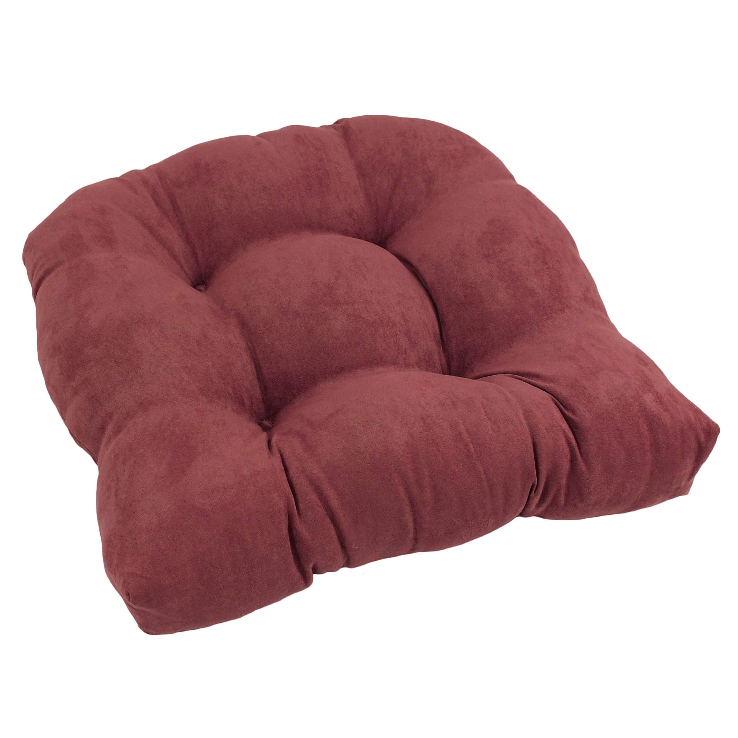 19-inch U-Shaped Micro Suede Tufted Dining Chair Cushion - Red Wine