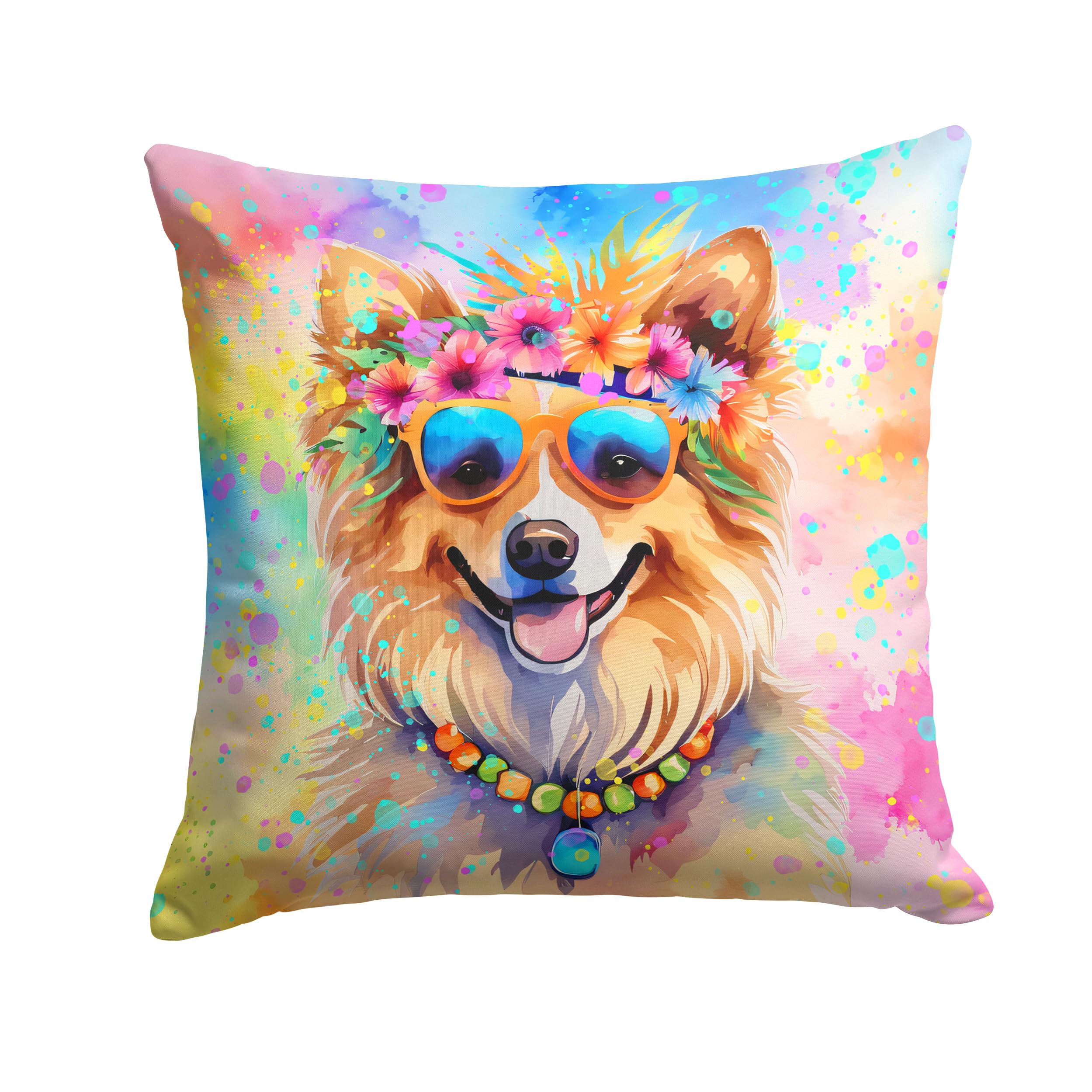Pomeranian Hippie Dawg Throw Pillow