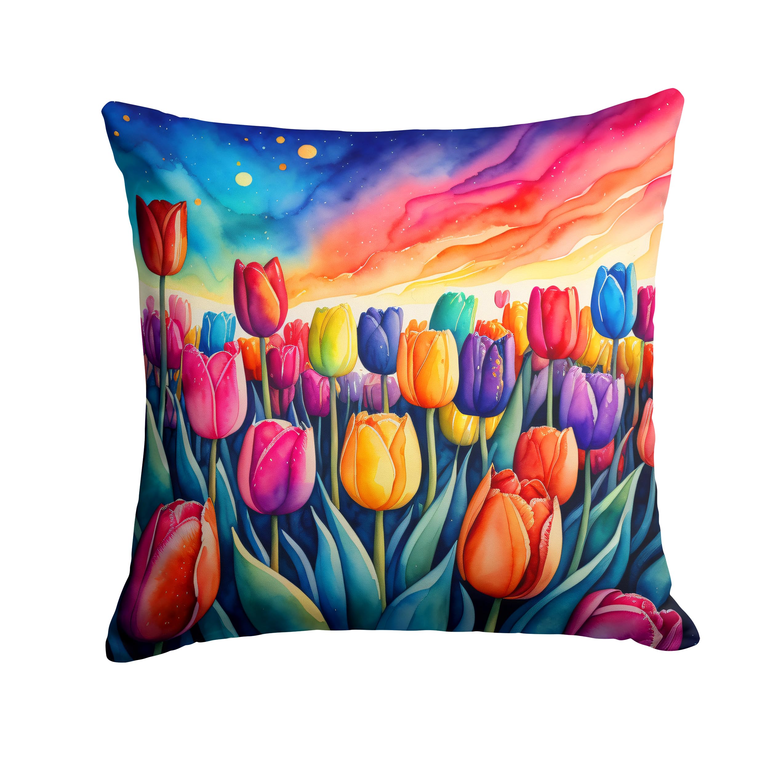 Colorful Tulips Throw Pillow