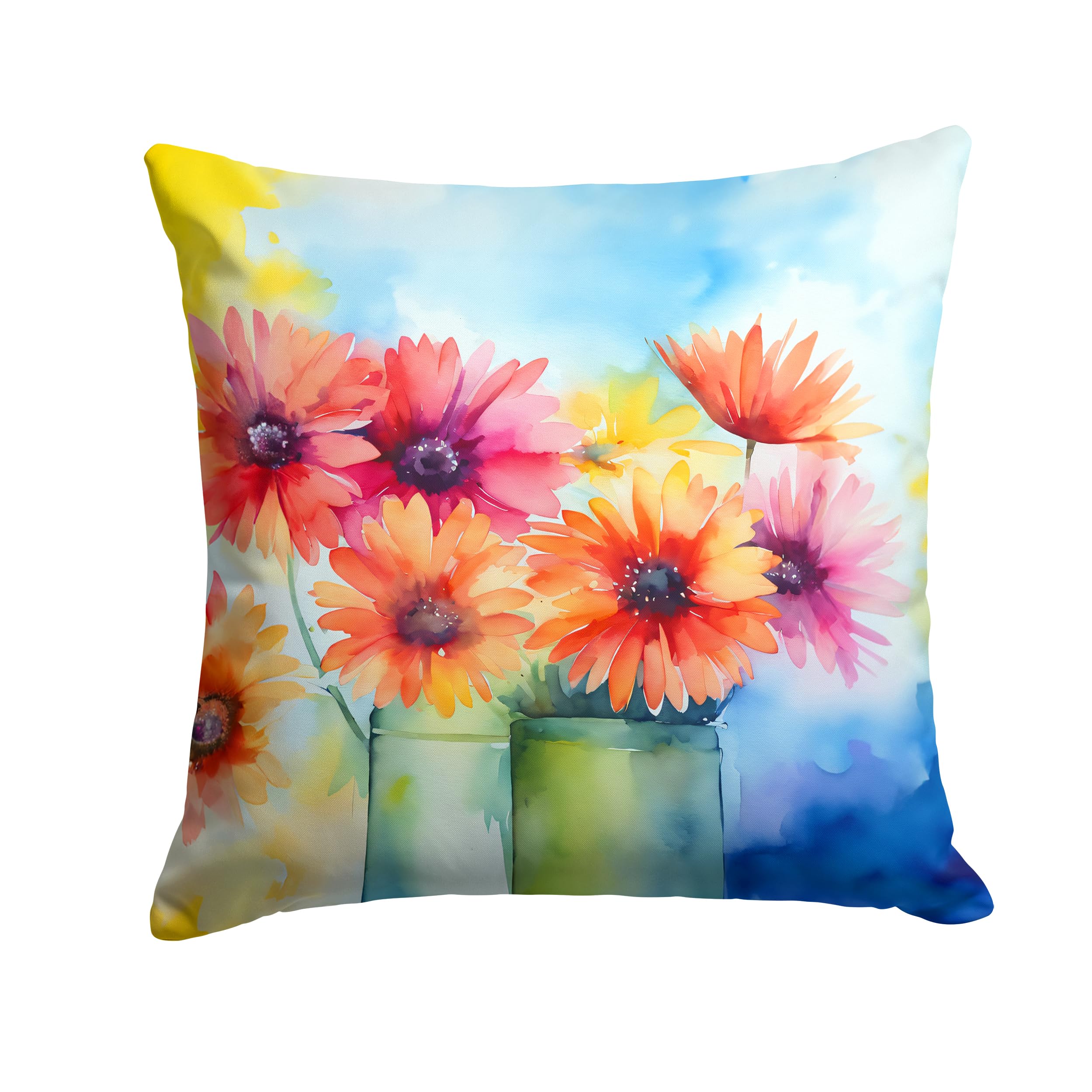 Gerbera Daisies in Watercolor Throw Pillow
