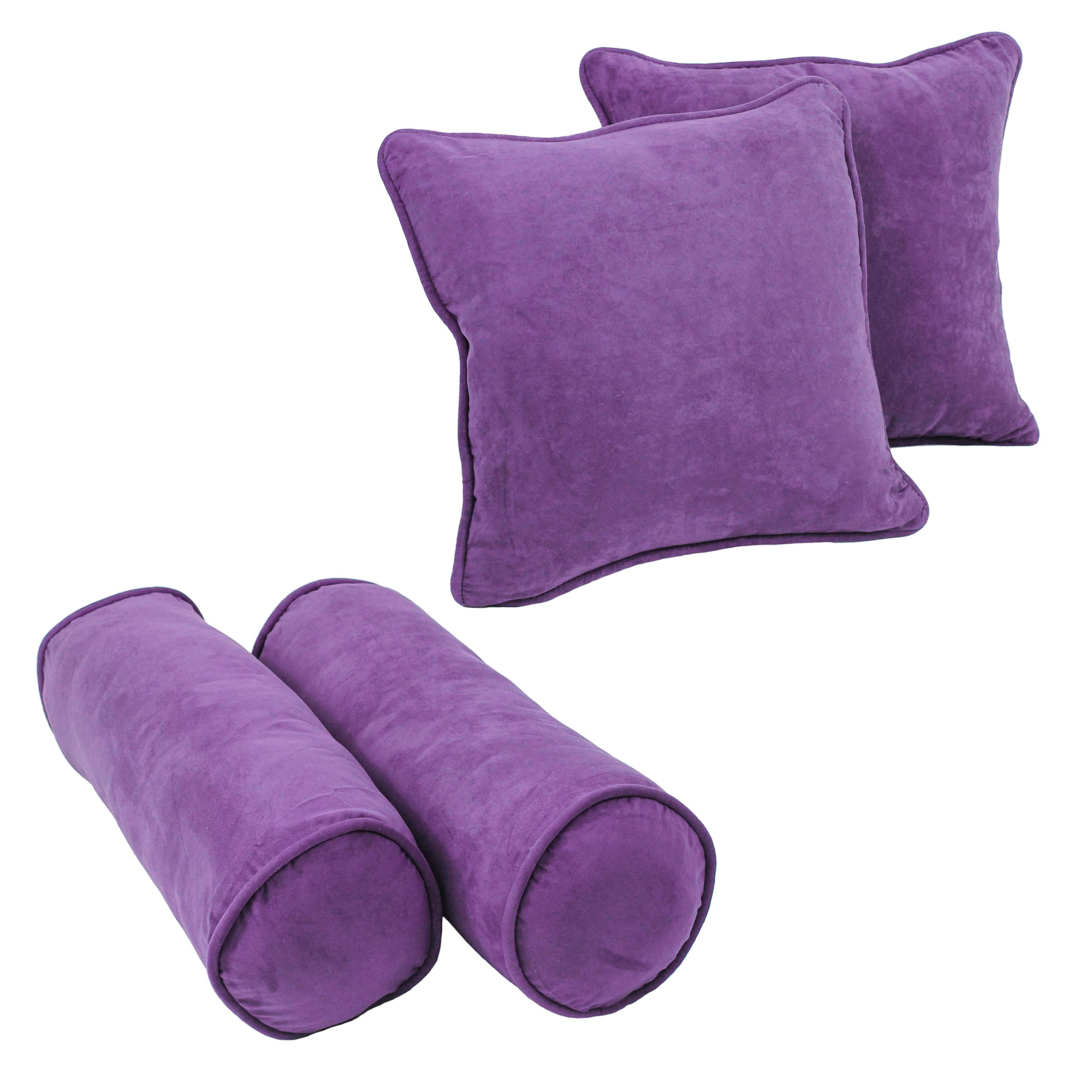 Double-corded Solid Microsuede Throw Pillows with Inserts (Set of 4)