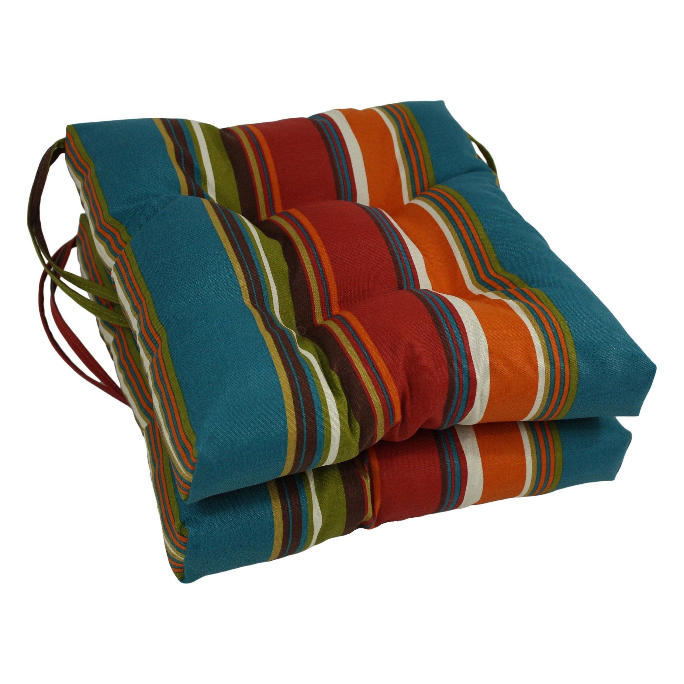 16-inch Spun Polyester Patterned Outdoor Square Tufted Chair Cushions (Set of 2)