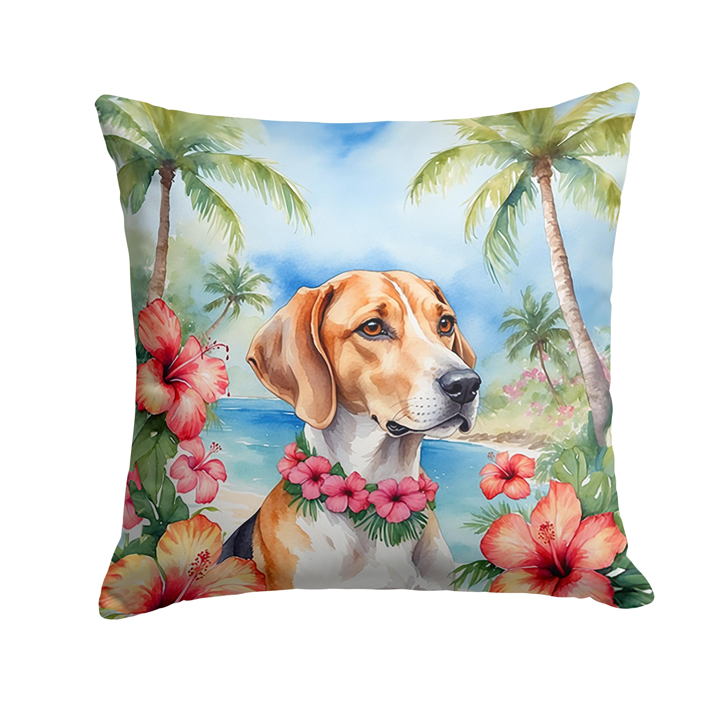 Carolines Treasures Luau Party Decorative Throw Pillow, 18Hx18W, English Foxhound 6428