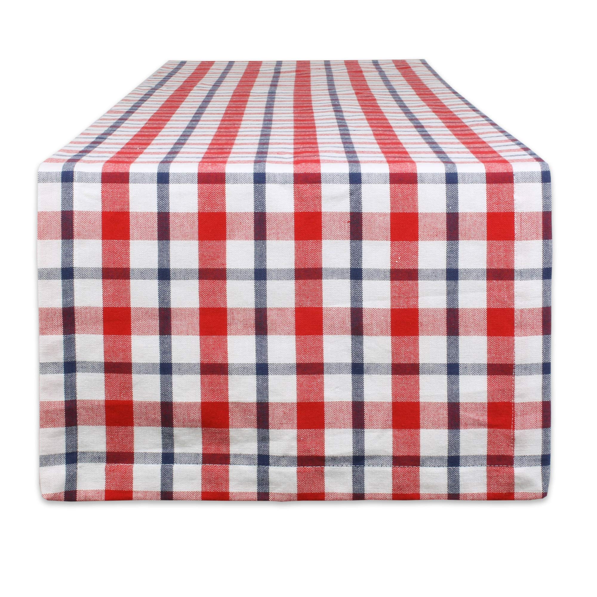 Dii American Plaid, Table Top Collection, Table Runner, 14X108, Red, White, & Blue