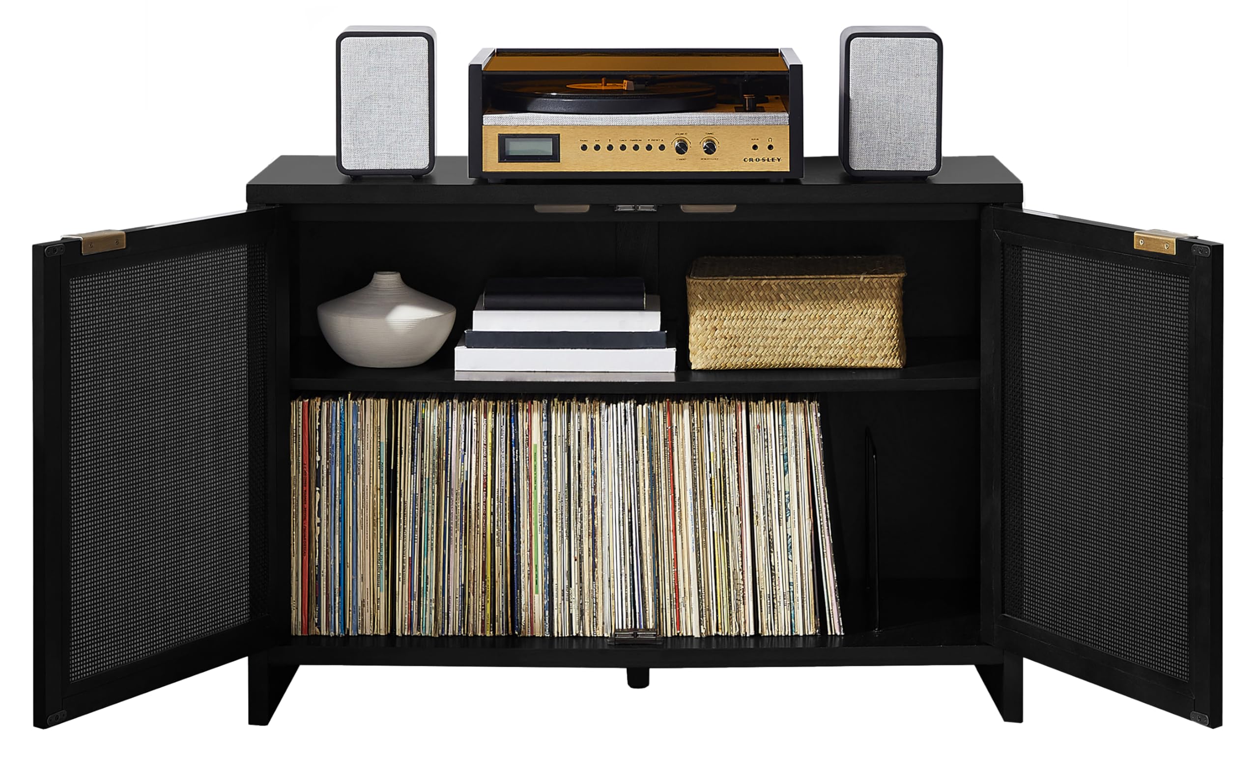 Kenji Record Player Cabinet With Vinyl Storage Black