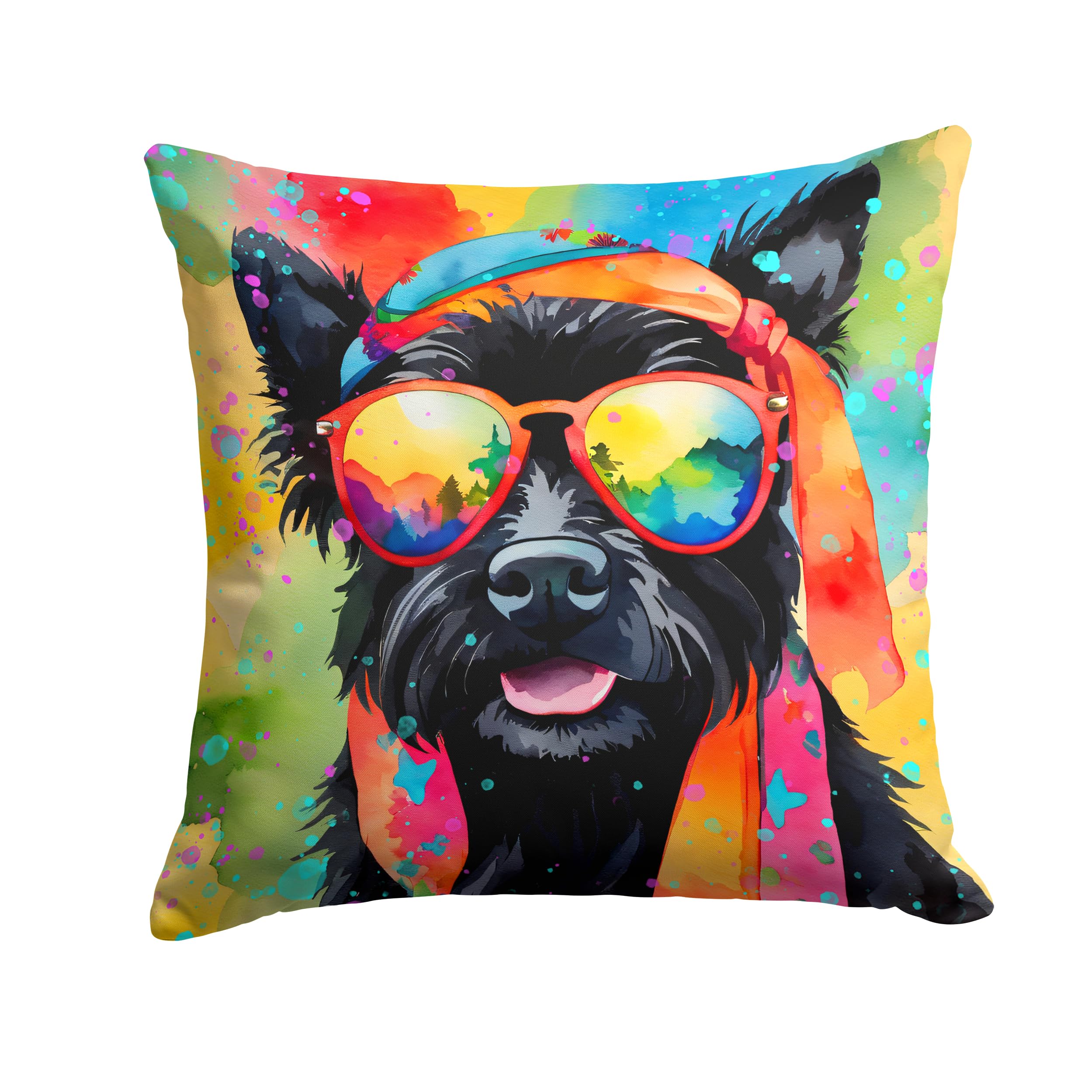 Scottish Terrier Hippie Dawg Throw Pillow