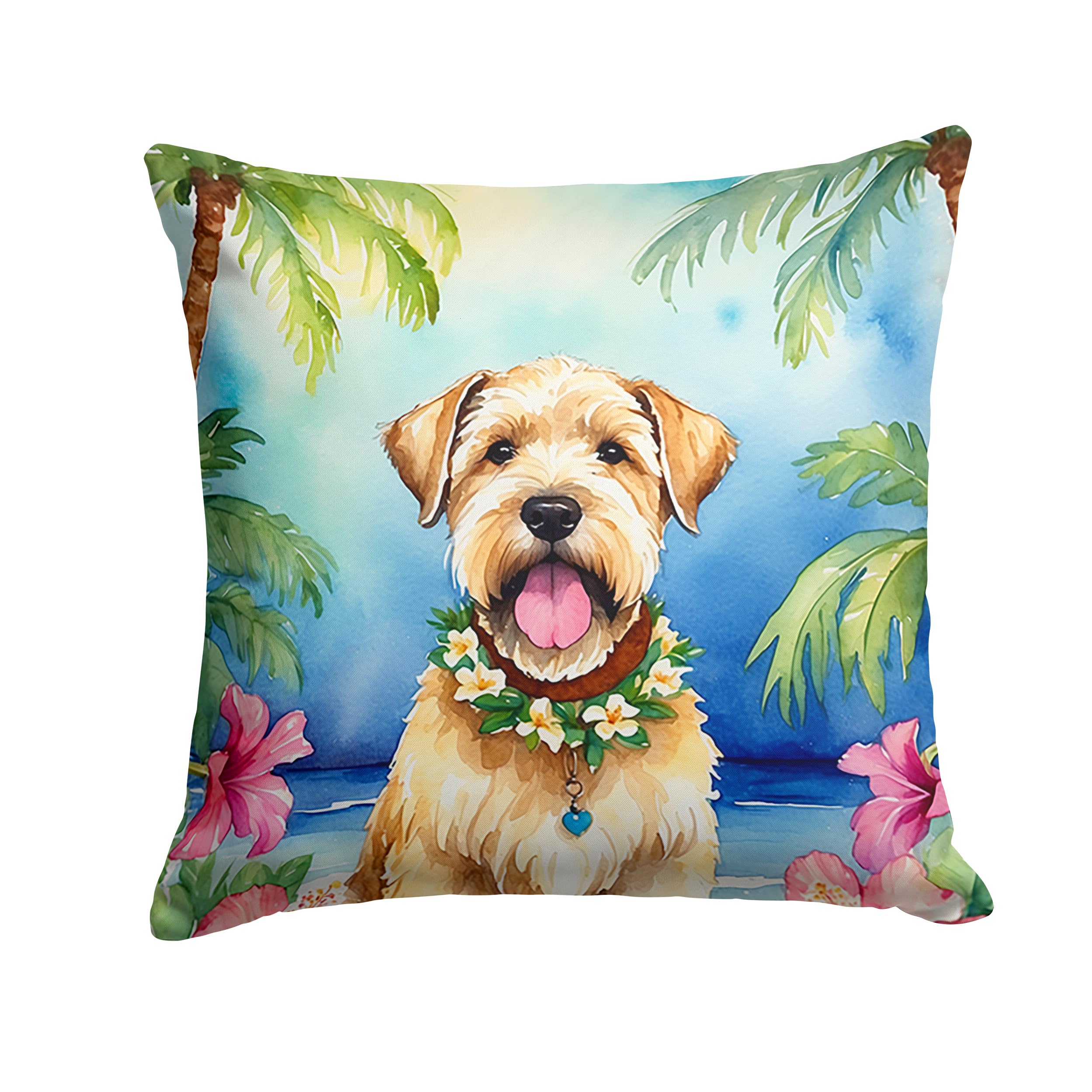 Wheaten Terrier Luau Throw Pillow