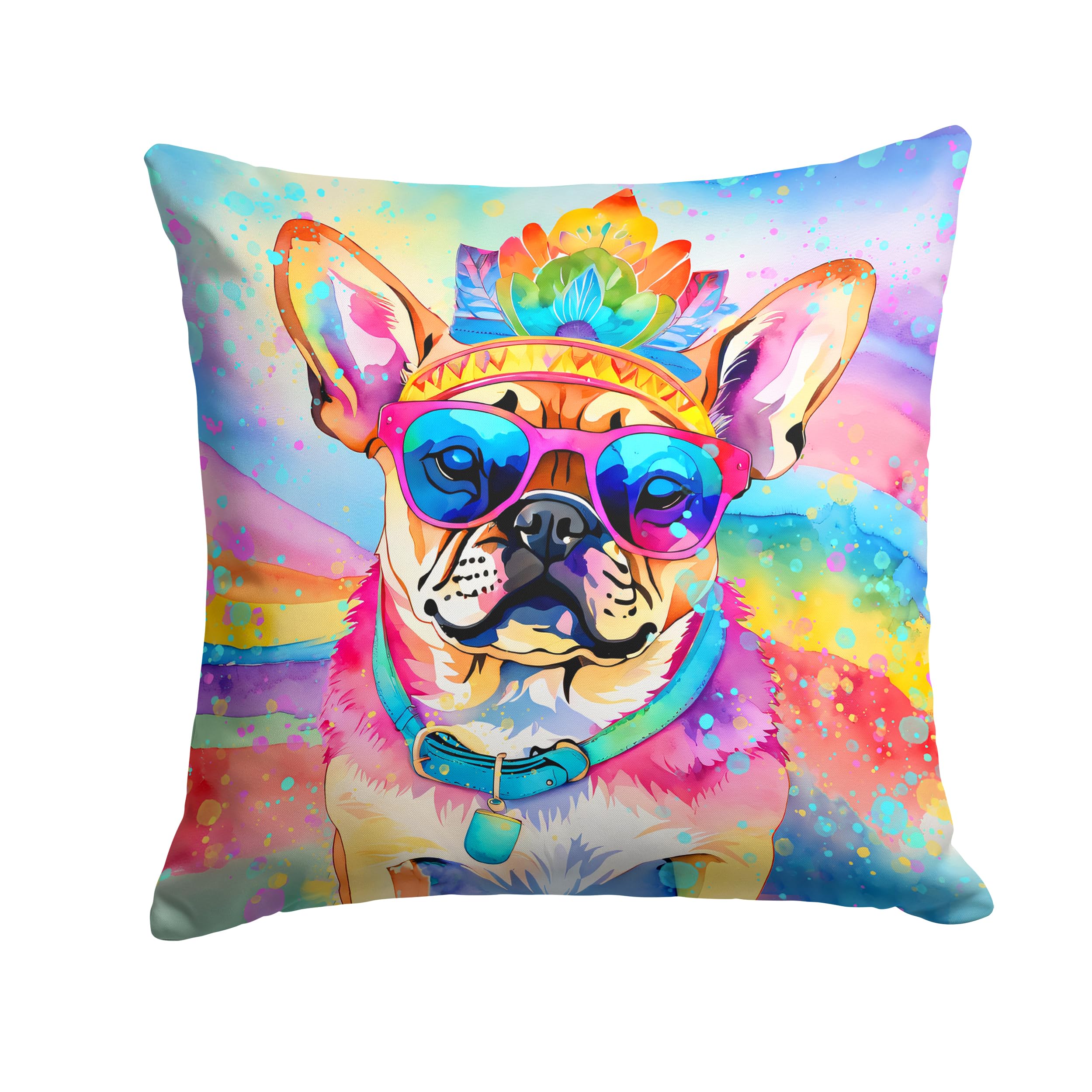 Pug Hippie Dawg Throw Pillow