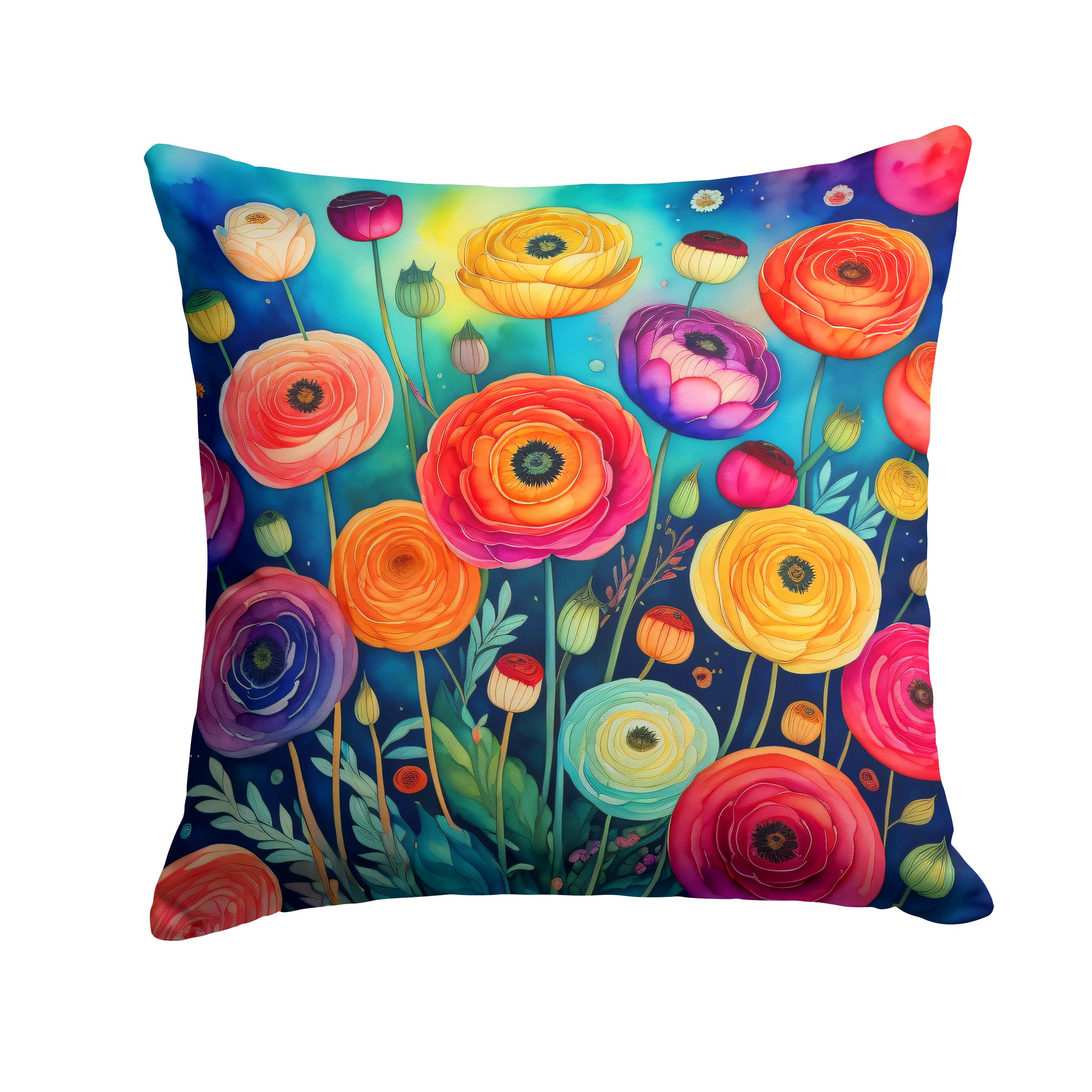 Colorful Ranunculus Throw Pillow