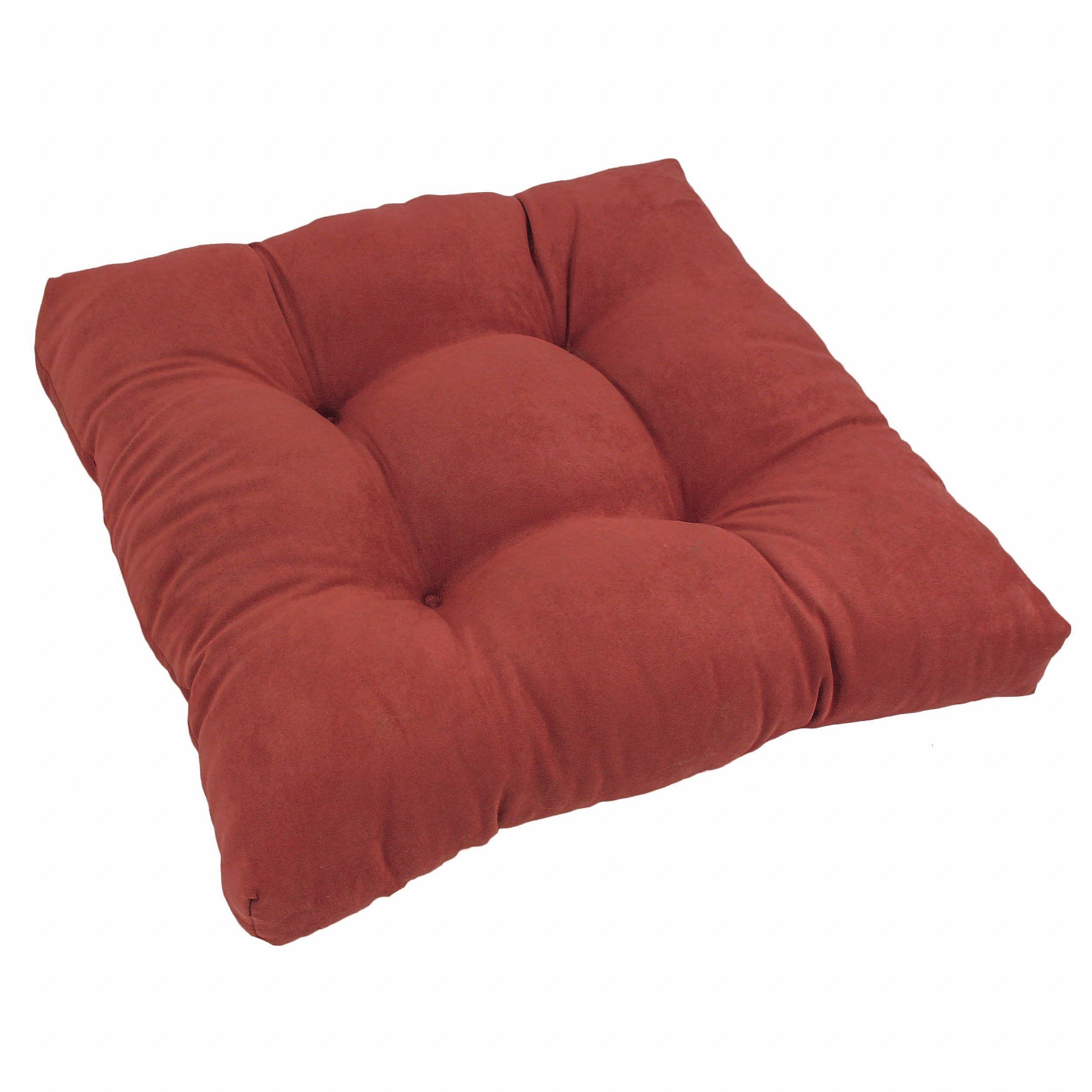 19-inch Squared Microsuede Tufted Dining Chair Cushion - Red Wine