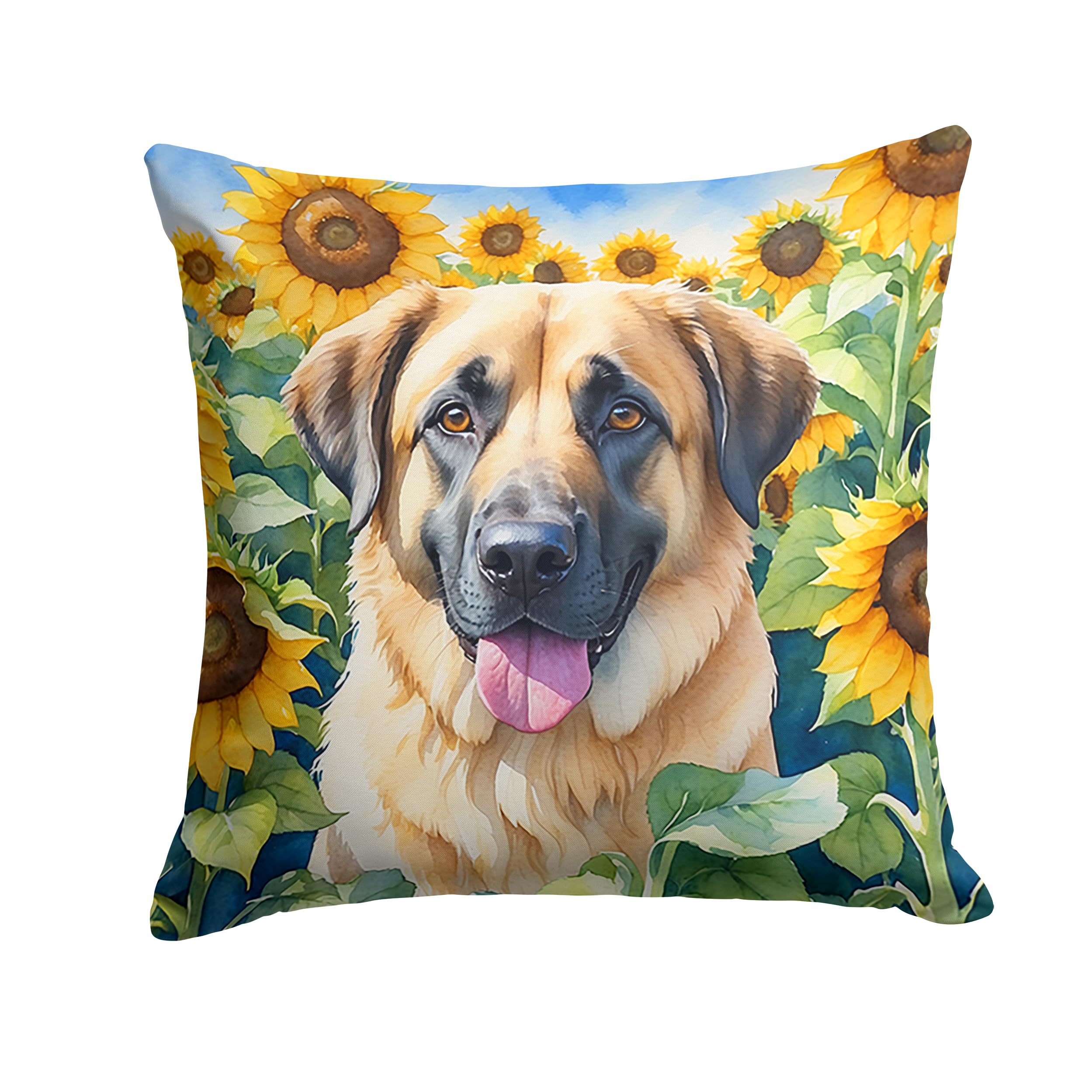 Anatolian Shepherd In Sunflowers Throw Pillow