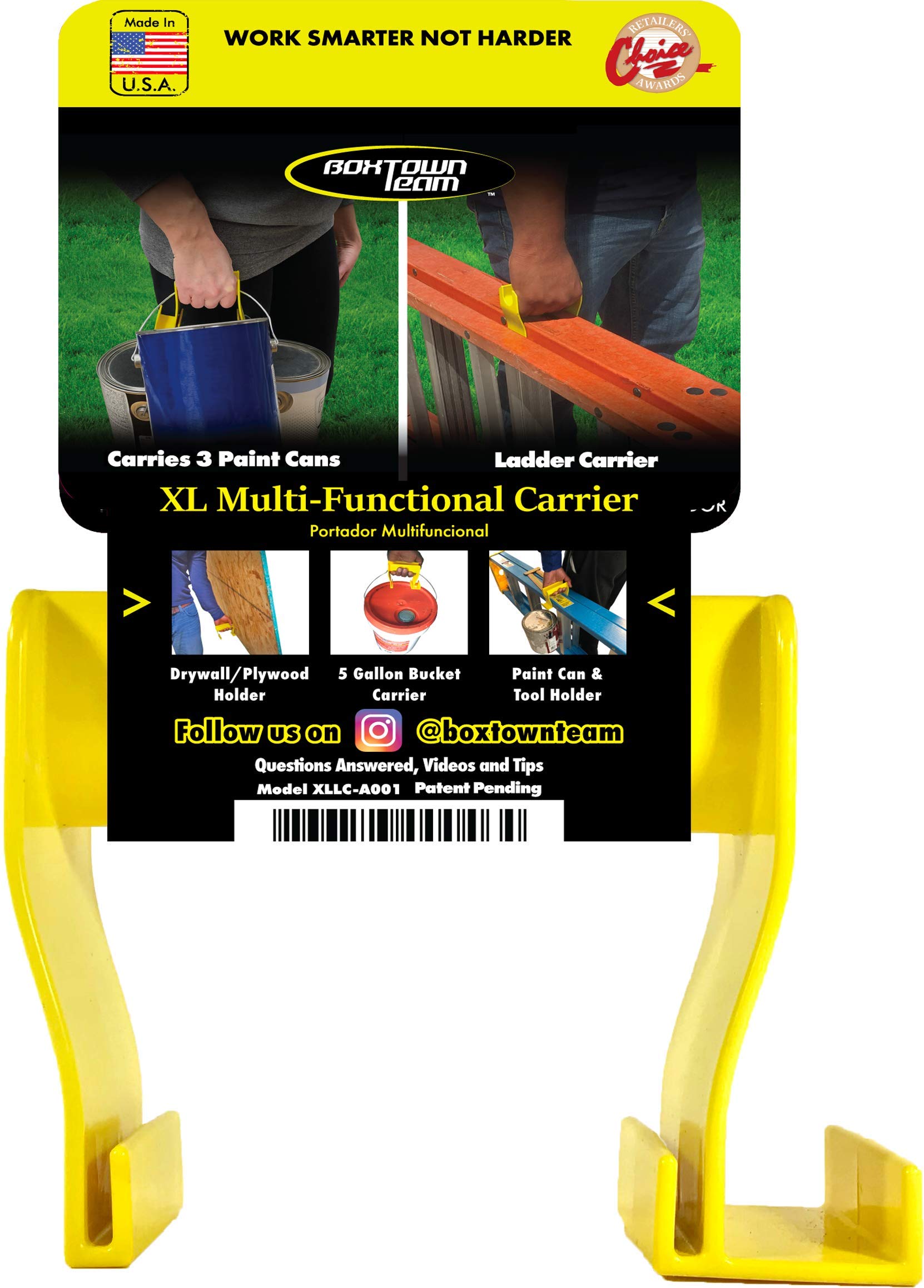 Boxtown Team Ladder Carrier (Xl Yellow) | Ladder Accesories | Ladder Handle | Paint Can Carrier