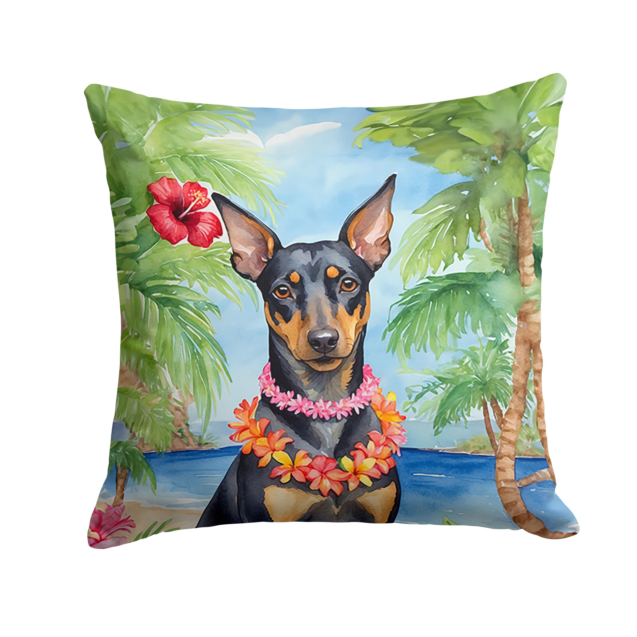 Manchester Terrier Luau Throw Pillow