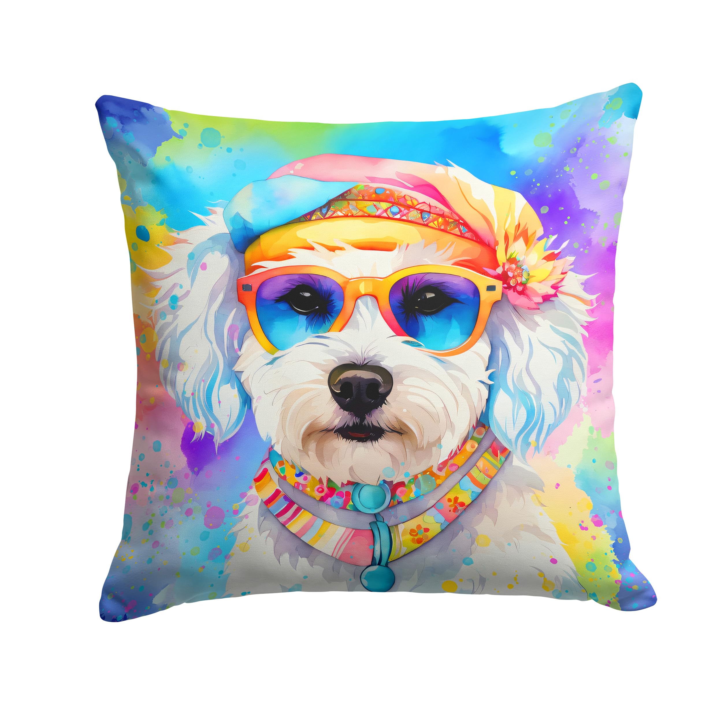 Bichon Frise Hippie Dawg Throw Pillow