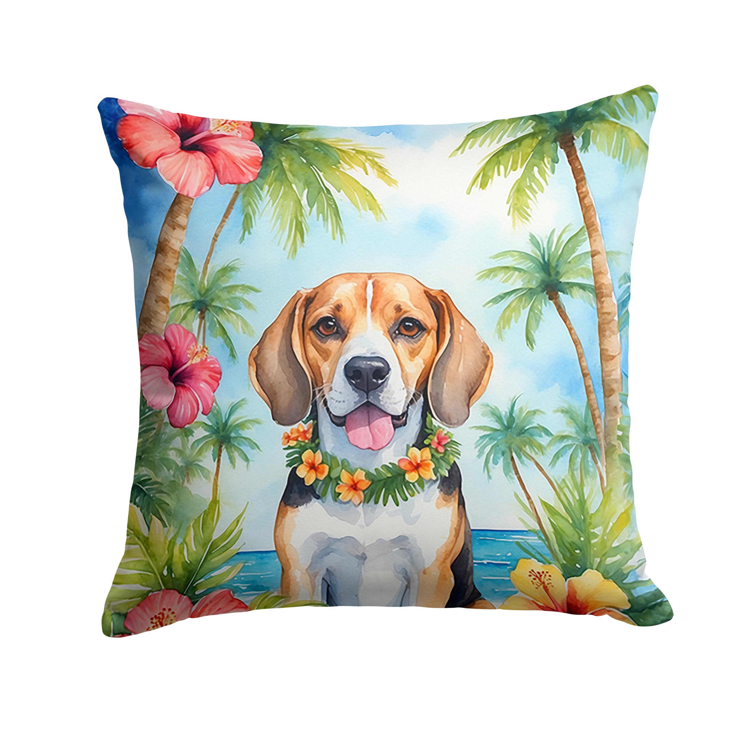 Carolines Treasures Luau Party Decorative Throw Pillow, 18Hx18W, Beagle 6362