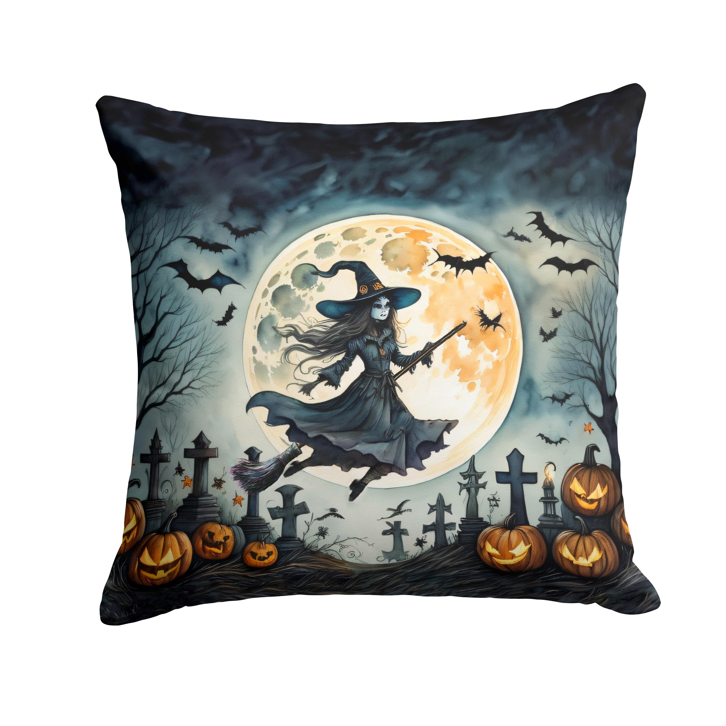 Flying Witch Spooky Halloween Throw Pillow