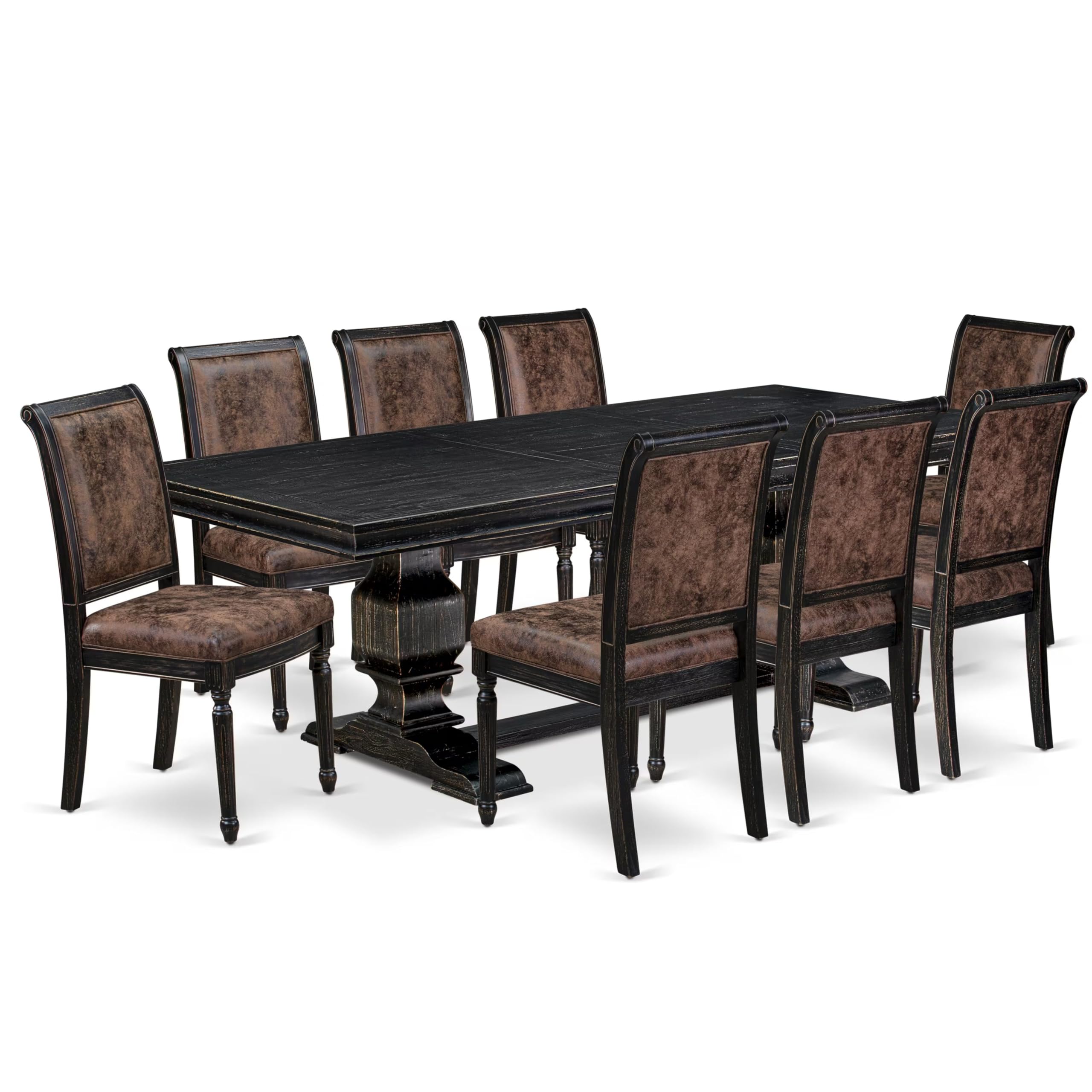 9 piece Modern Dining Table Set includes a Kitchen Table and 8 Dinner Chairs