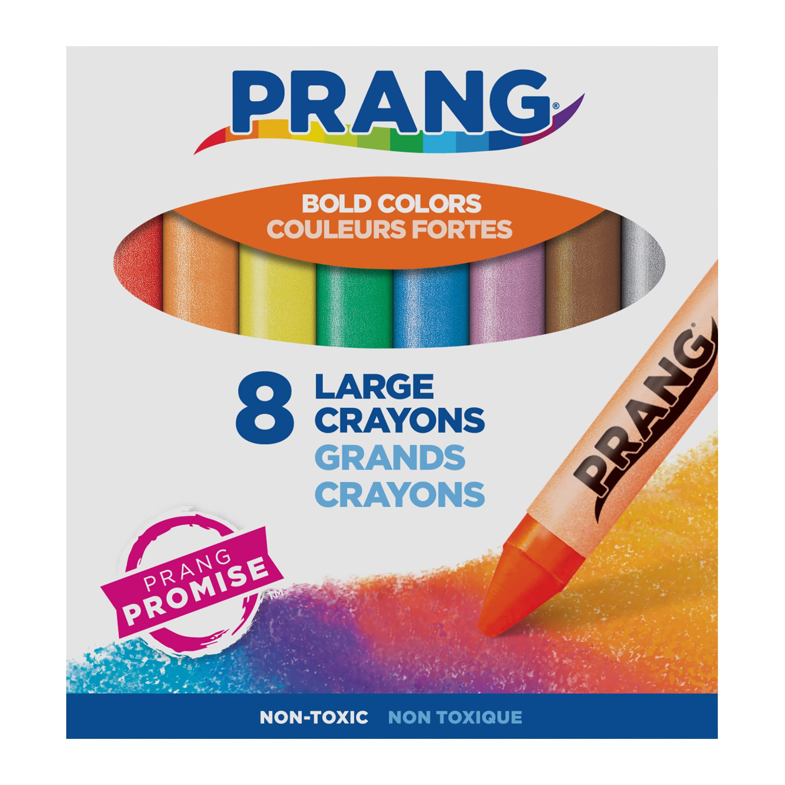Prang Large Molded Crayon Set in Lift Lid Box, 7/16 X 4 in, Assorted Color, Set of 8