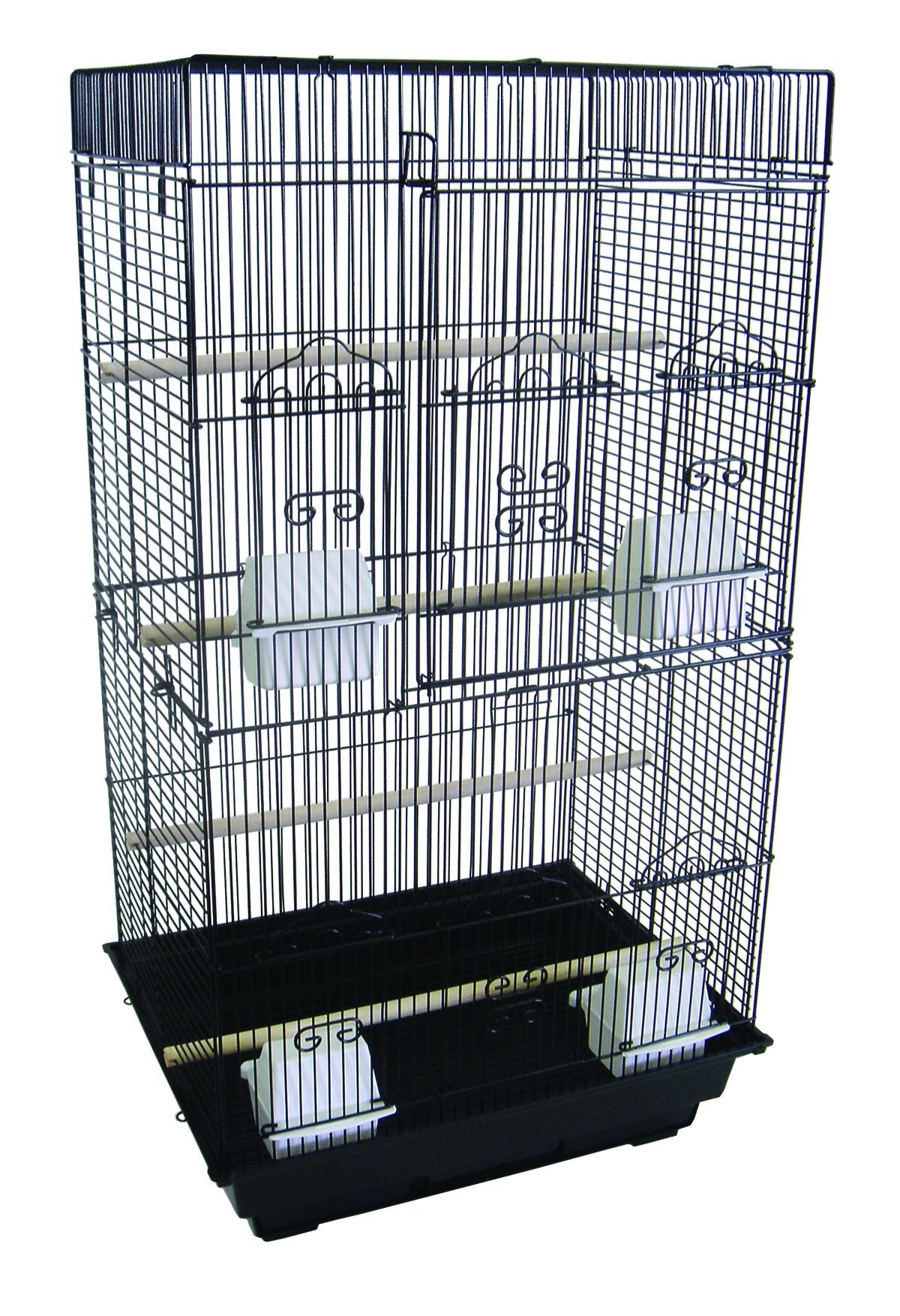 6824 3/8 Bar Spacing Tall SquareTop Small Bird Cage - 18″x14″ In Black