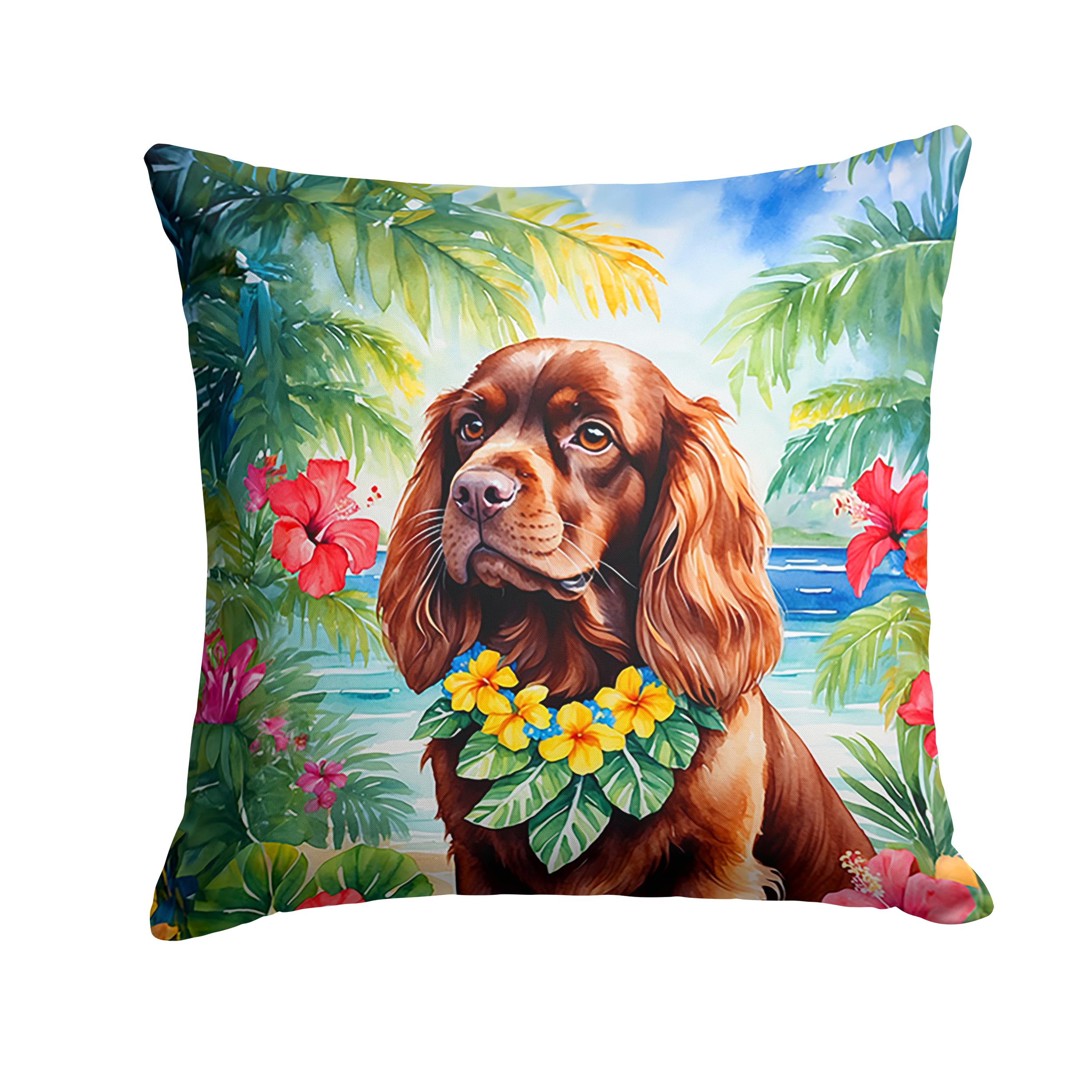 Sussex Spaniel Luau Throw Pillow