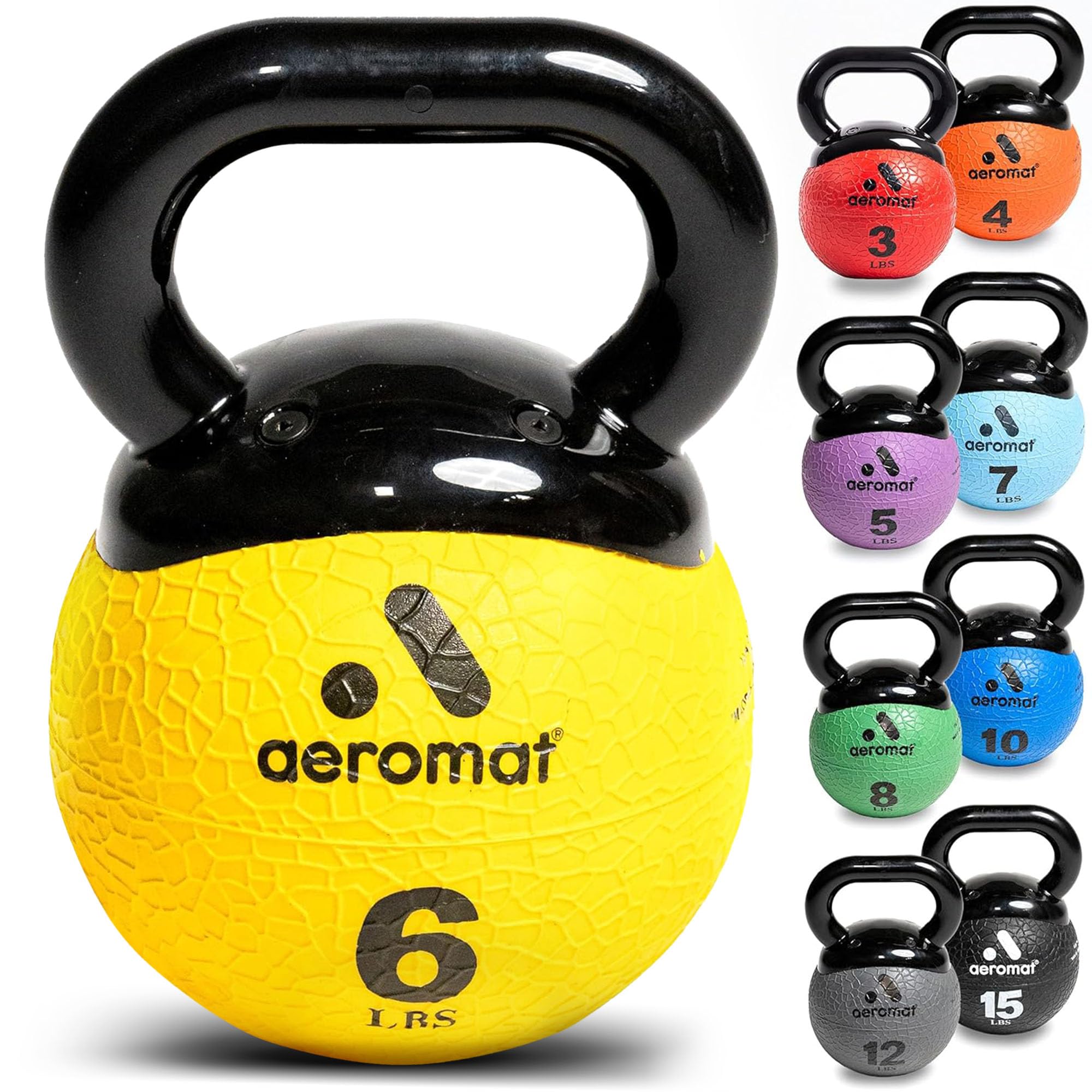 Aeromat Elite Mini Kettlebell Medicine Ball, 6 lb, color: Yellow