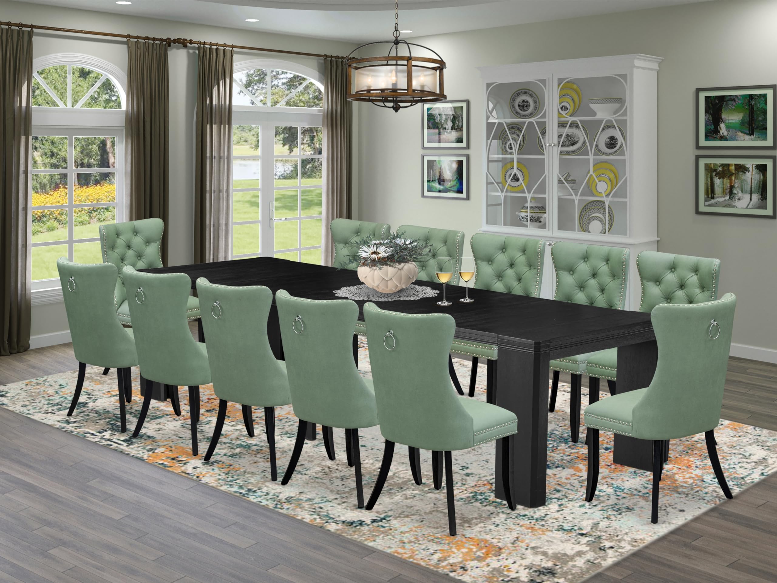 13-piece Kitchen Table Set a Rectangular Modern Dining Table