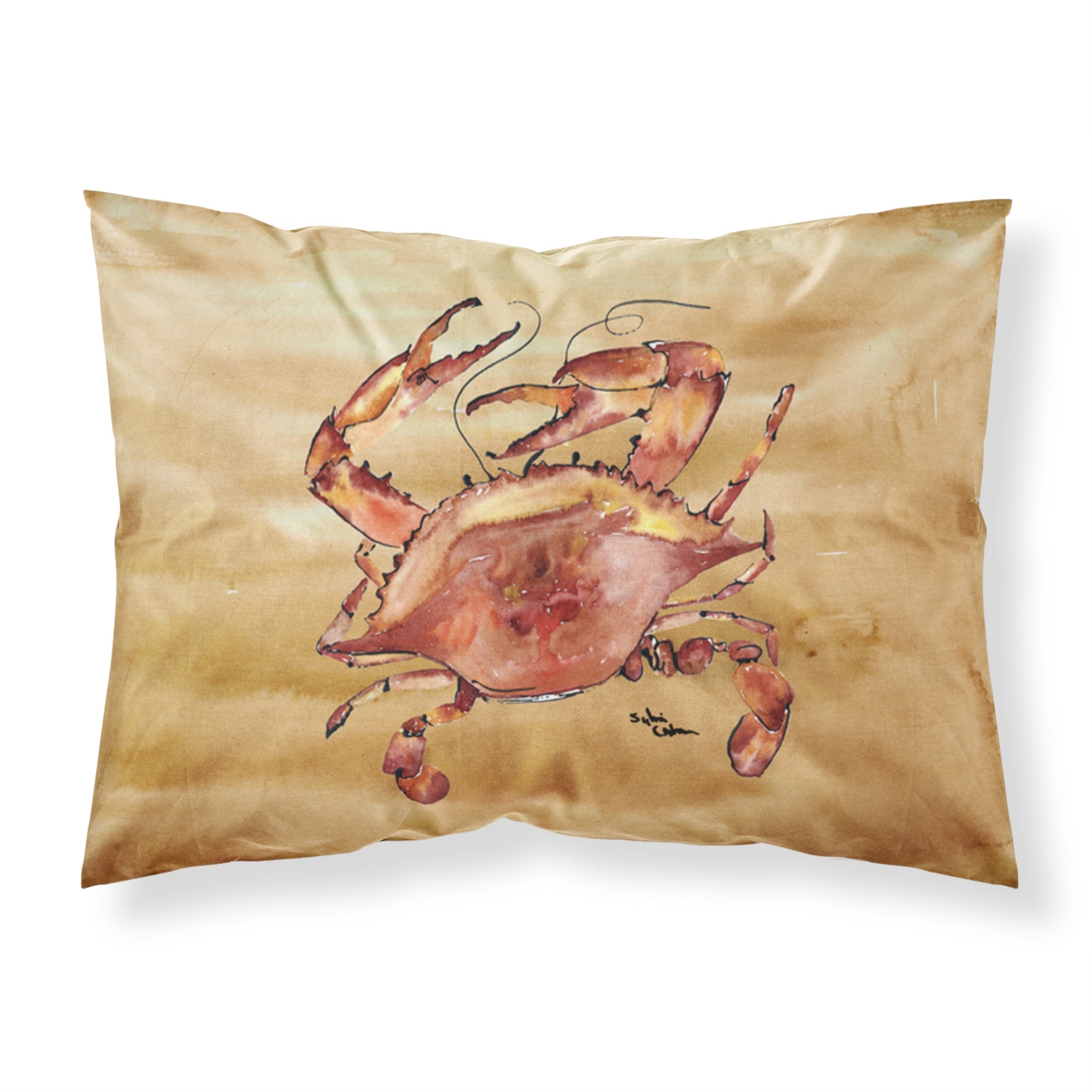 Caroline'S Treasures 8154Pillowcase Cooked Crab Sandy Beach Moisture Wicking Fabric Standard Pillowcase, Large, Multicolor