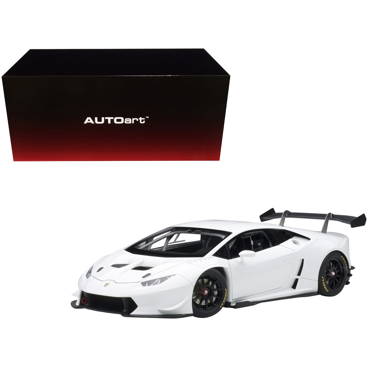 2016 Lamborghini Huracan Lp620-2 Super Trofeo White / Bianco Isis 1/18 Model Car By Autoart