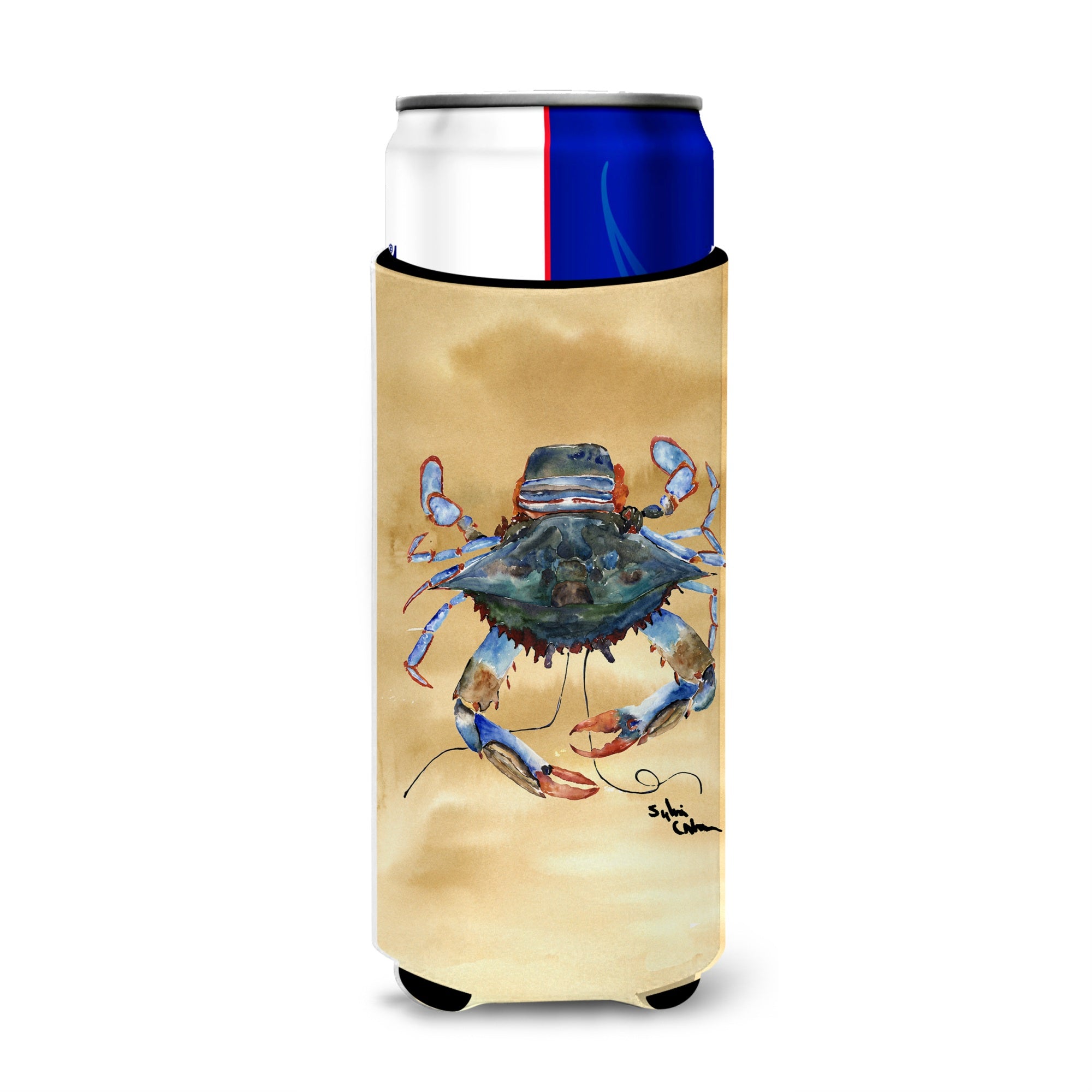 Female Blue Crab Sandy Beach Ultra Beverage Insulators For Slim Cans 8156Muk