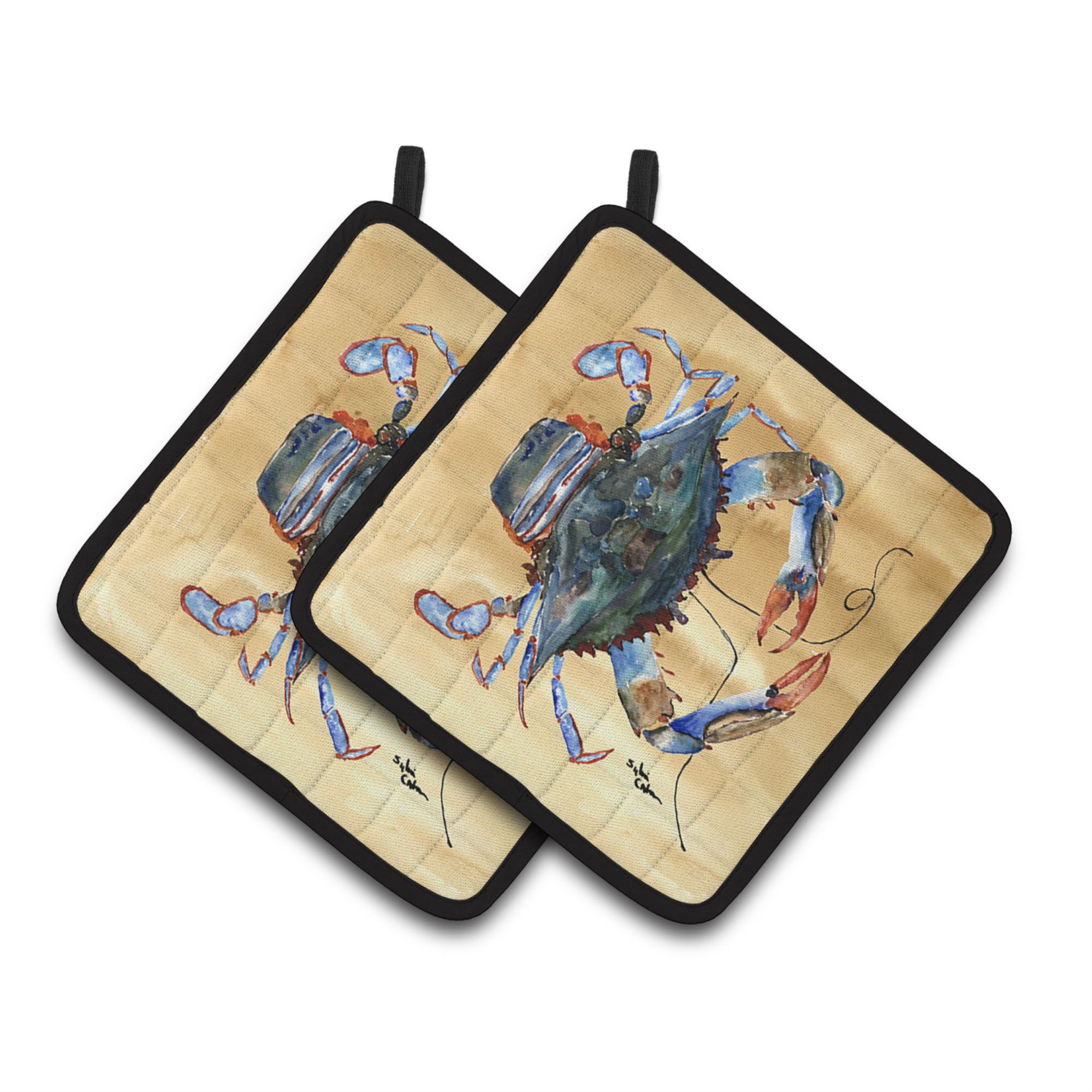 Caroline'S Treasures Crab Pair Of Pot Holders 8156Pthd, 7.5Hx7.5W, Multicolor