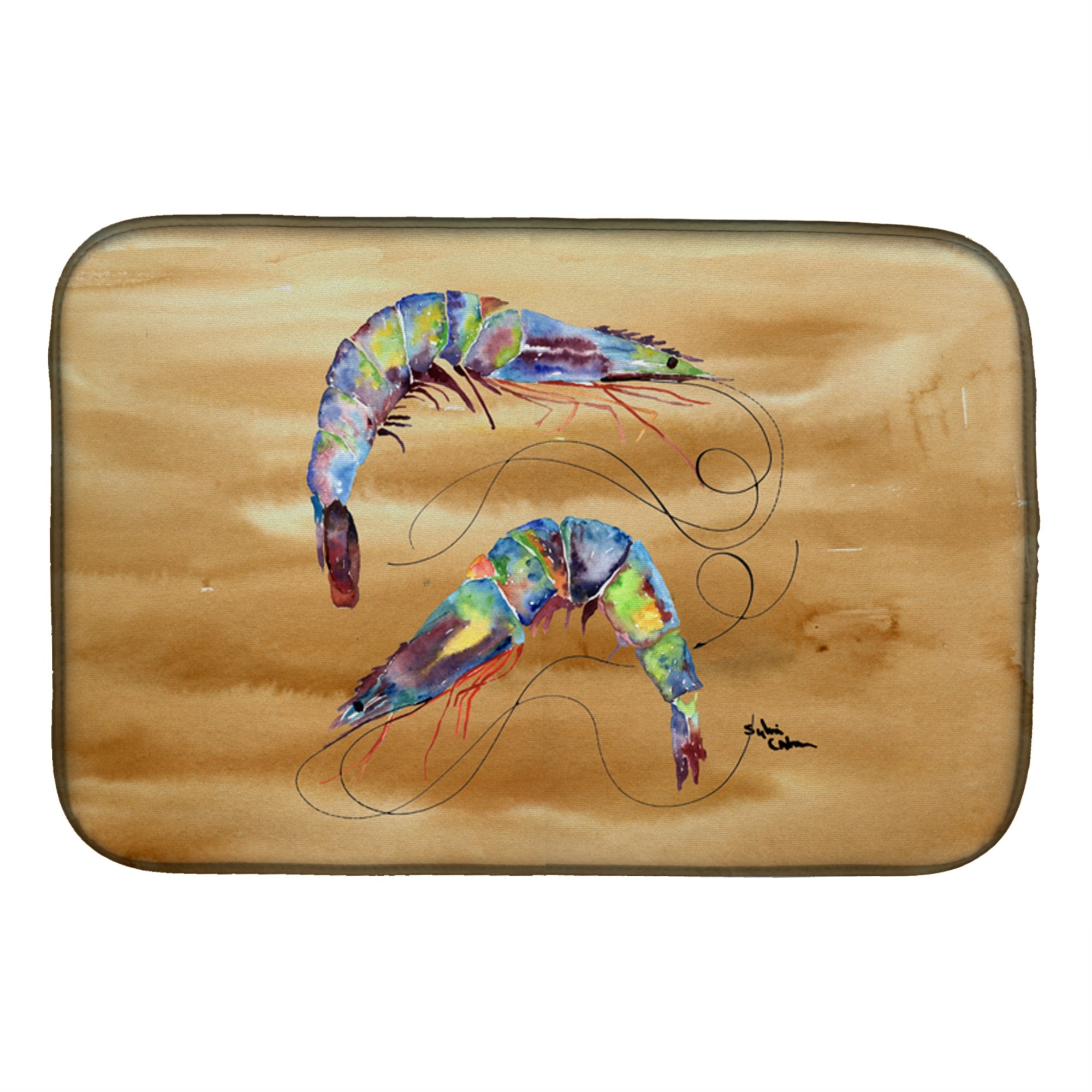 Caroline'S Treasures Shrimp Dish Drying Mat, 14 X 21, Multicolor