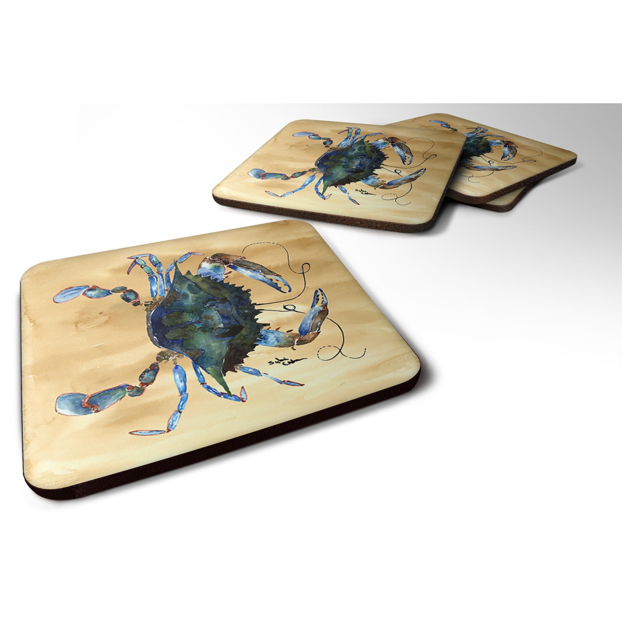 Caroline'S Treasures 8159Fc Crab Foam Coasters (Set Of 4), 3.5 H X 3.5 W, Multicolor