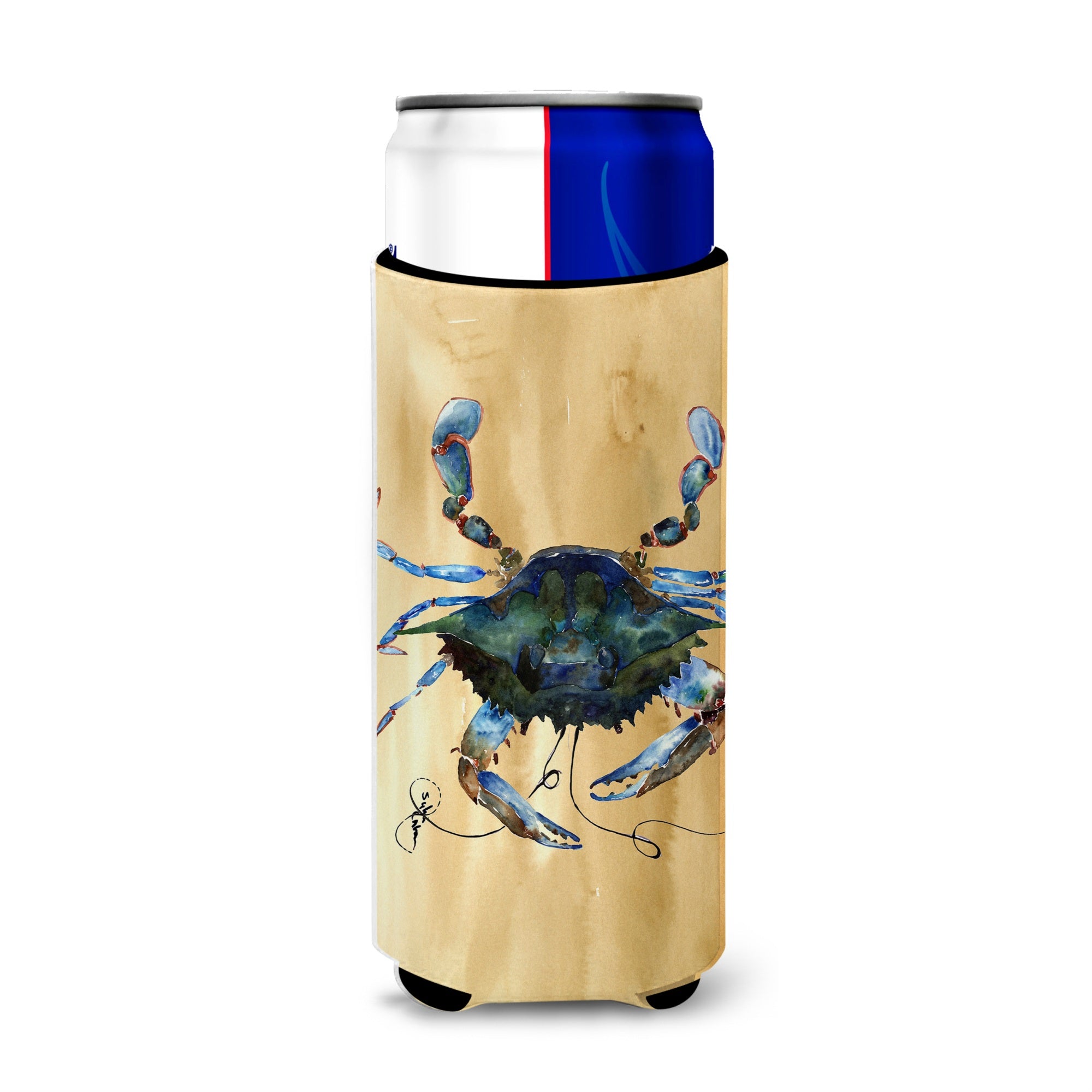 Blue Male Crab  Sandy Beach Ultra Beverage Insulators For Slim Cans 8159Muk