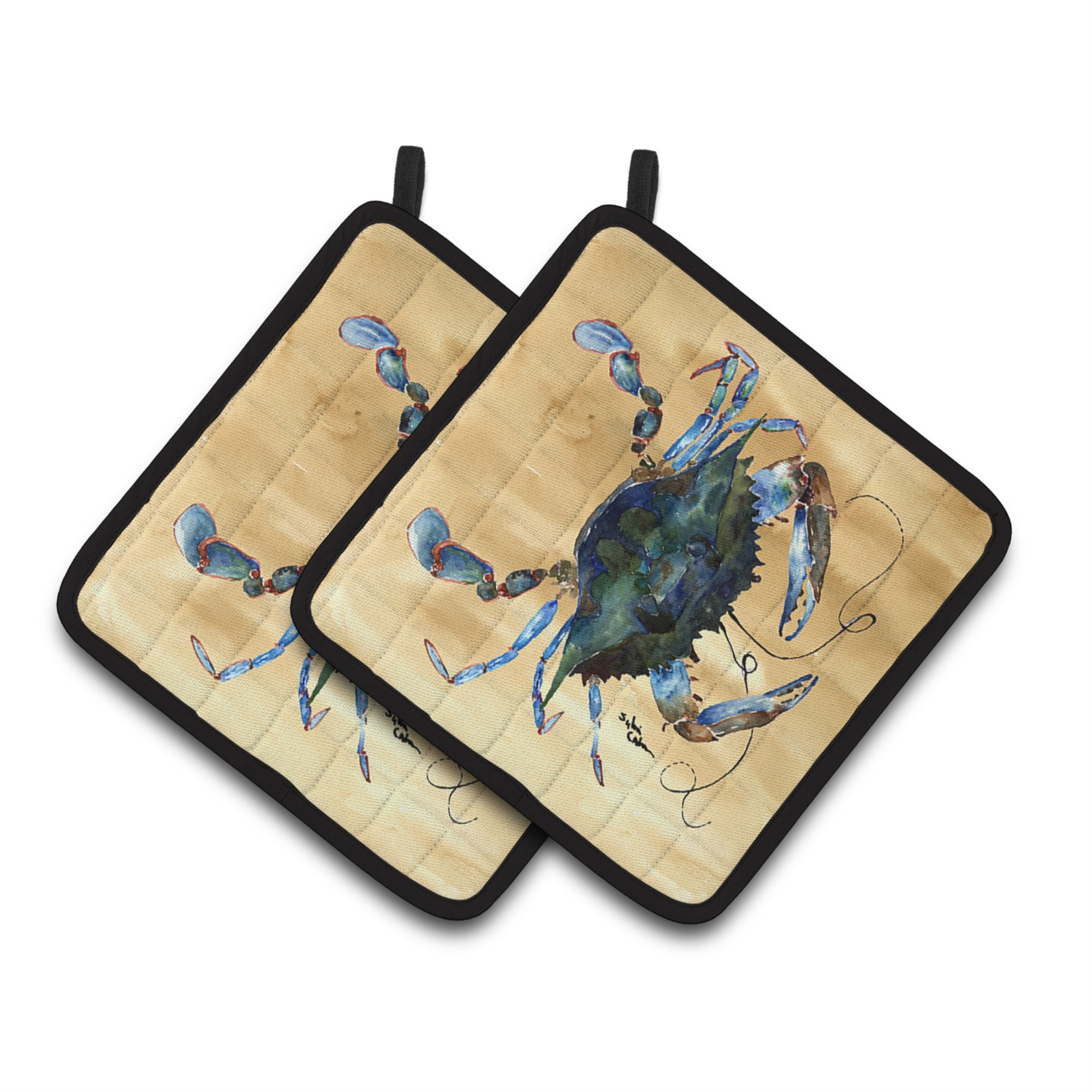 Caroline'S Treasures Crab Pair Of Pot Holders 8159Pthd, 7.5Hx7.5W, Multicolor