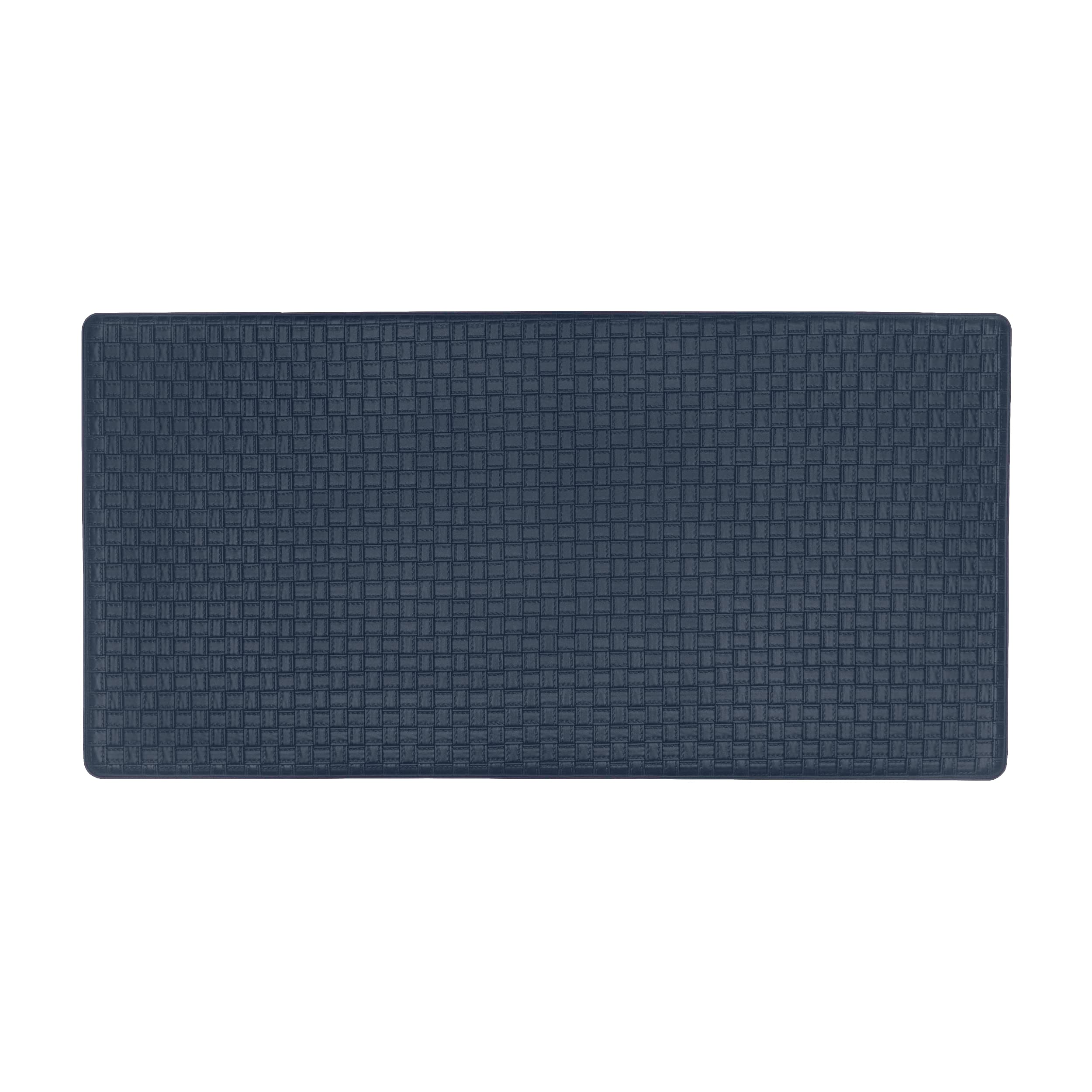 Woven-Embossed Faux-Leather Anti-Fatigue Mat - 20x39 - Navy