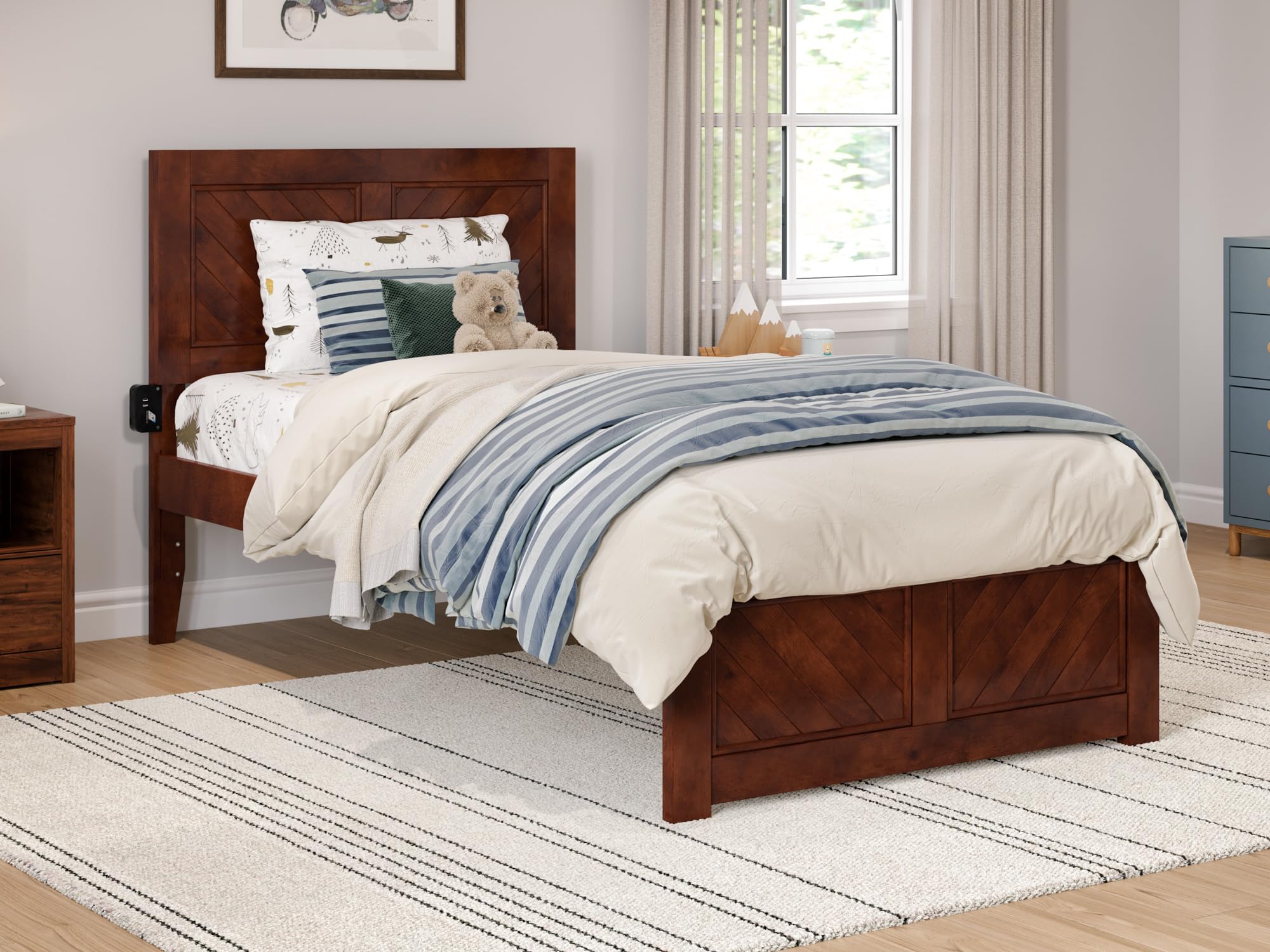 Canyon Twin Platform Bed with Matching Footboard in Walnut
