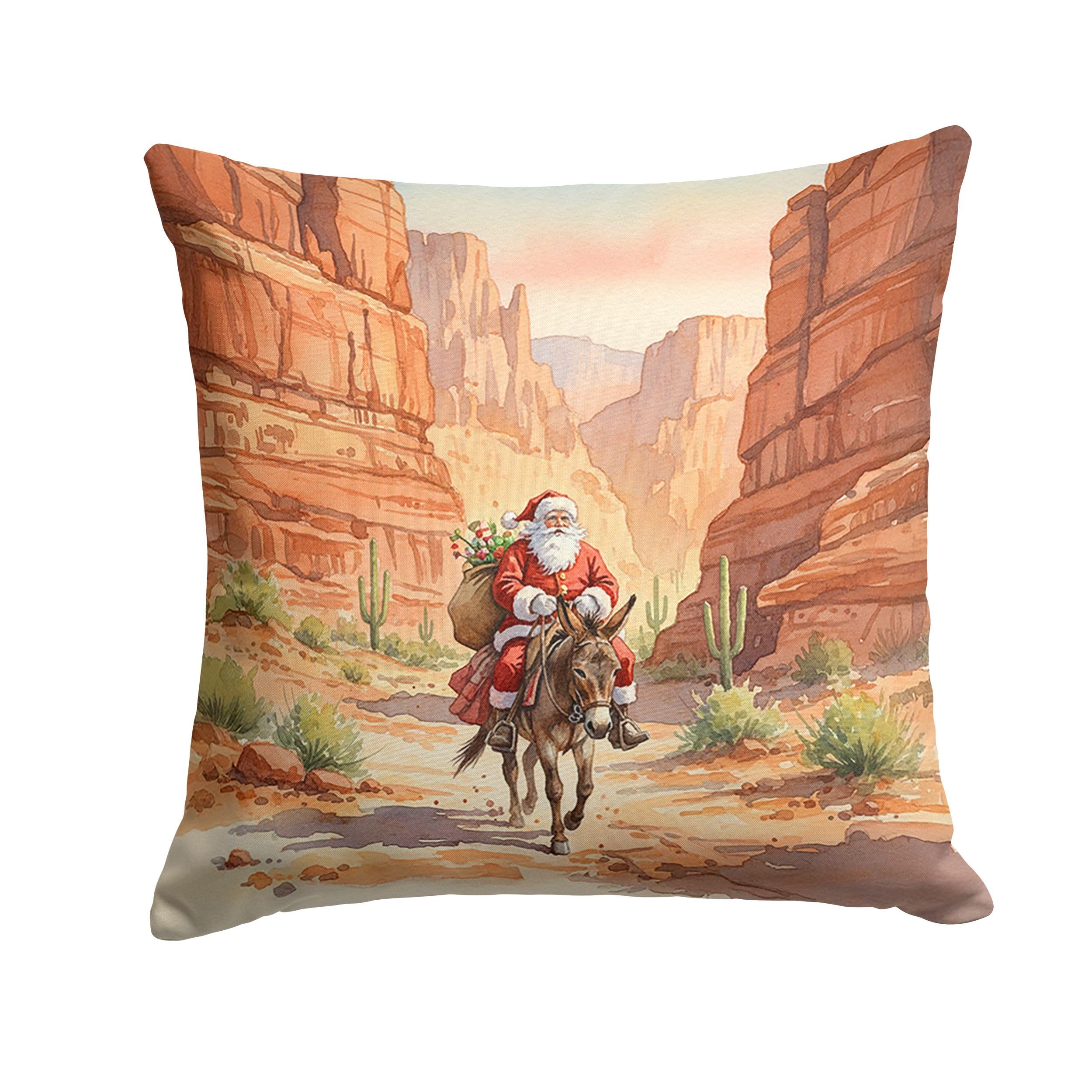 Carolines Treasures Santa Claus in The Desert Canyon Christmas Throw Pillow Decorative Indoor Outdoor Accent Cushion for Couch, Bed or Patio, 18Hx18W