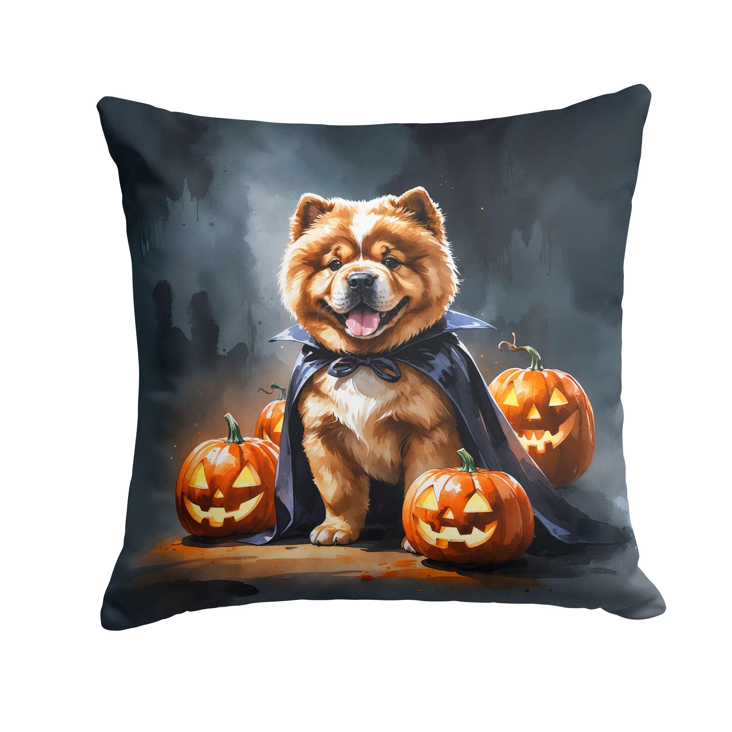 Carolines Treasures Chow Chow Puppy Halloween Throw Pillow Machine Washable, Indoor Outdoor Decorative Pillow for Couch, Bed or Patio, 14Hx14W