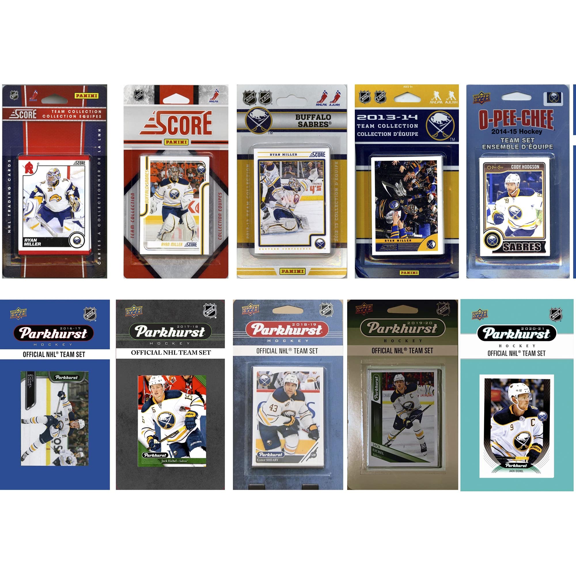 NHL Buffalo Sabres 10 Different Licensed Trading Card Team Sets