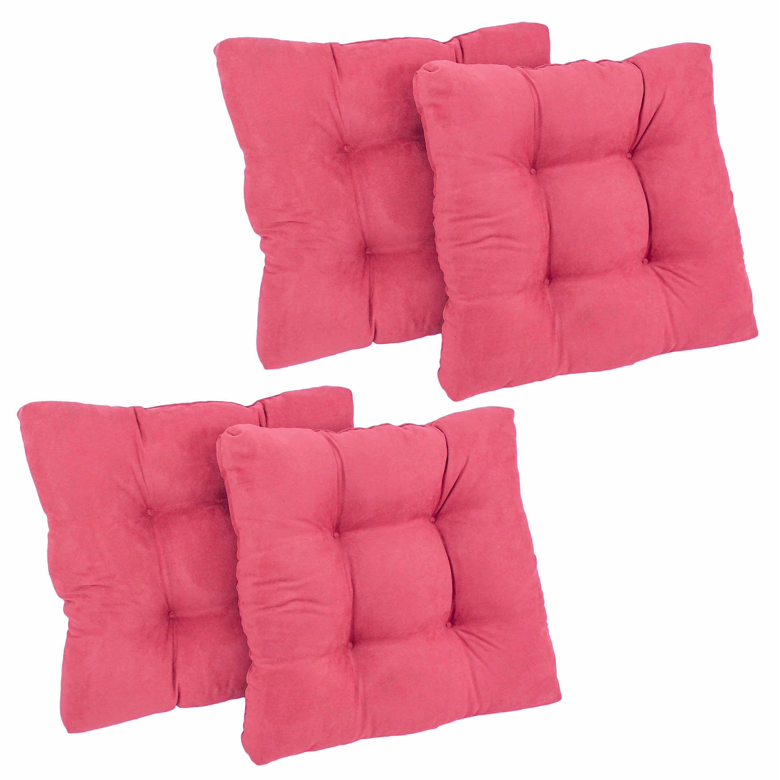 19-inch Squared Microsuede Tufted Dining Chair Cushion (Set of Four) - Bery Berry