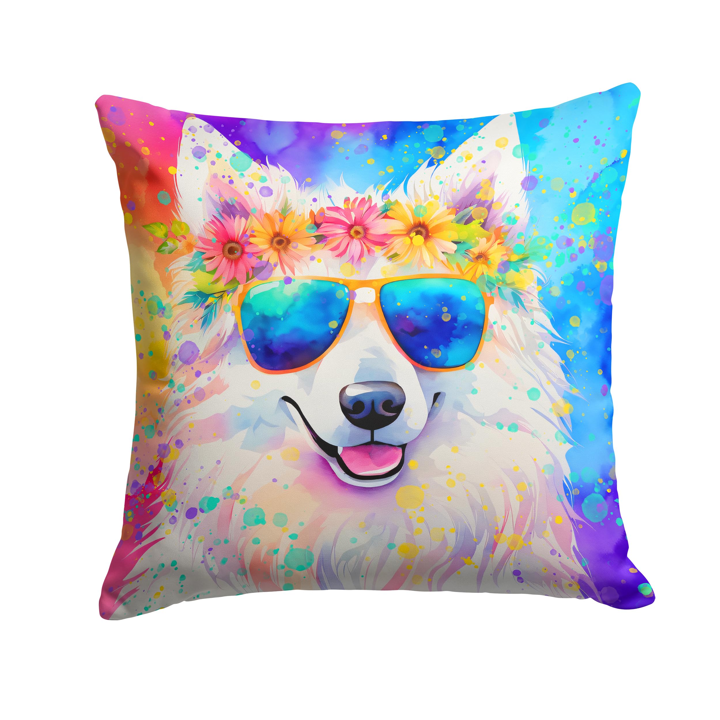 Samoyed Hippie Dawg Throw Pillow