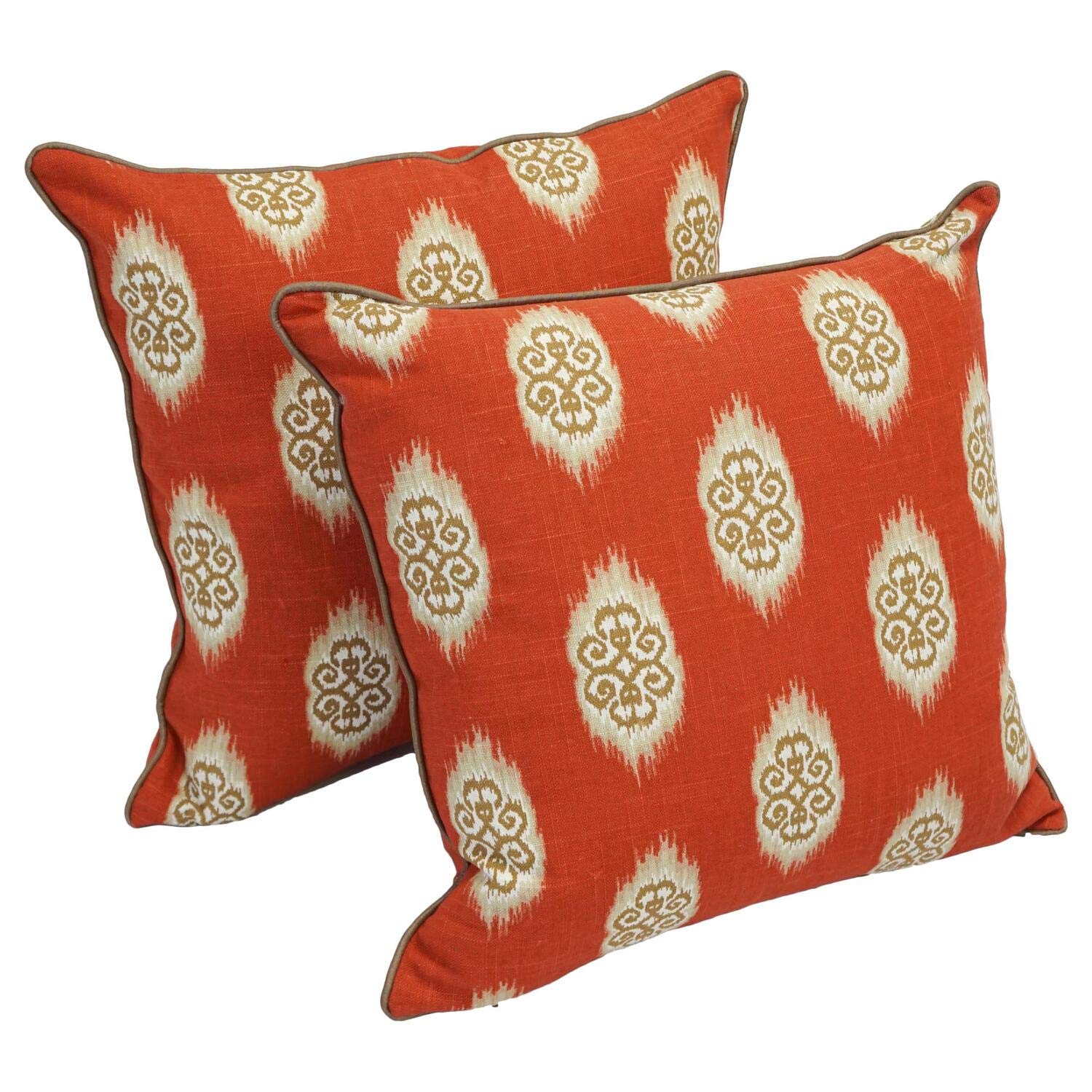 Blazing Needles 18-inch Corded Throw Pillows with Inserts (Set of 2) - Red Exotic Imprints