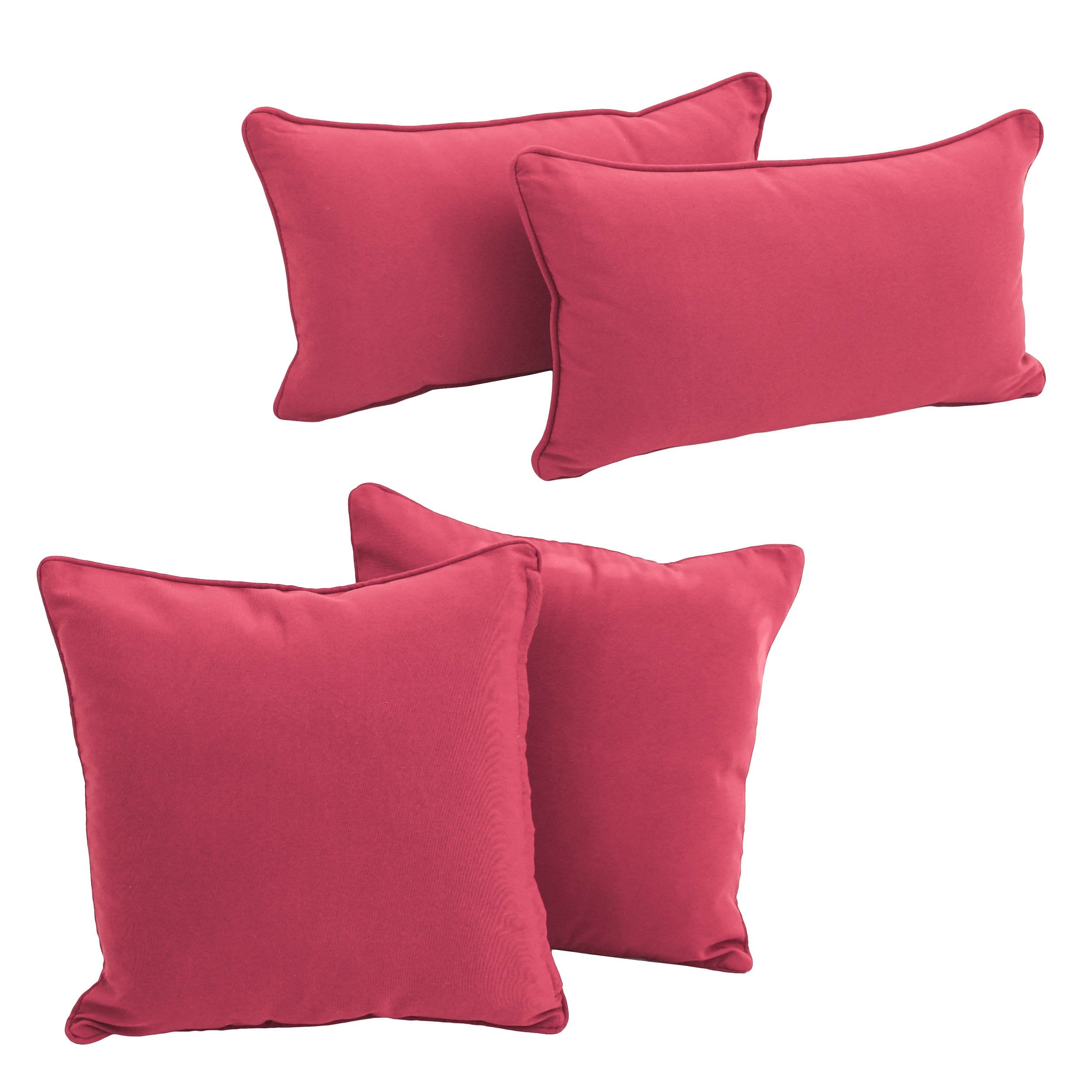 Double-corded Solid Twill Throw Pillows with Inserts (Set of 4) - Bery Berry
