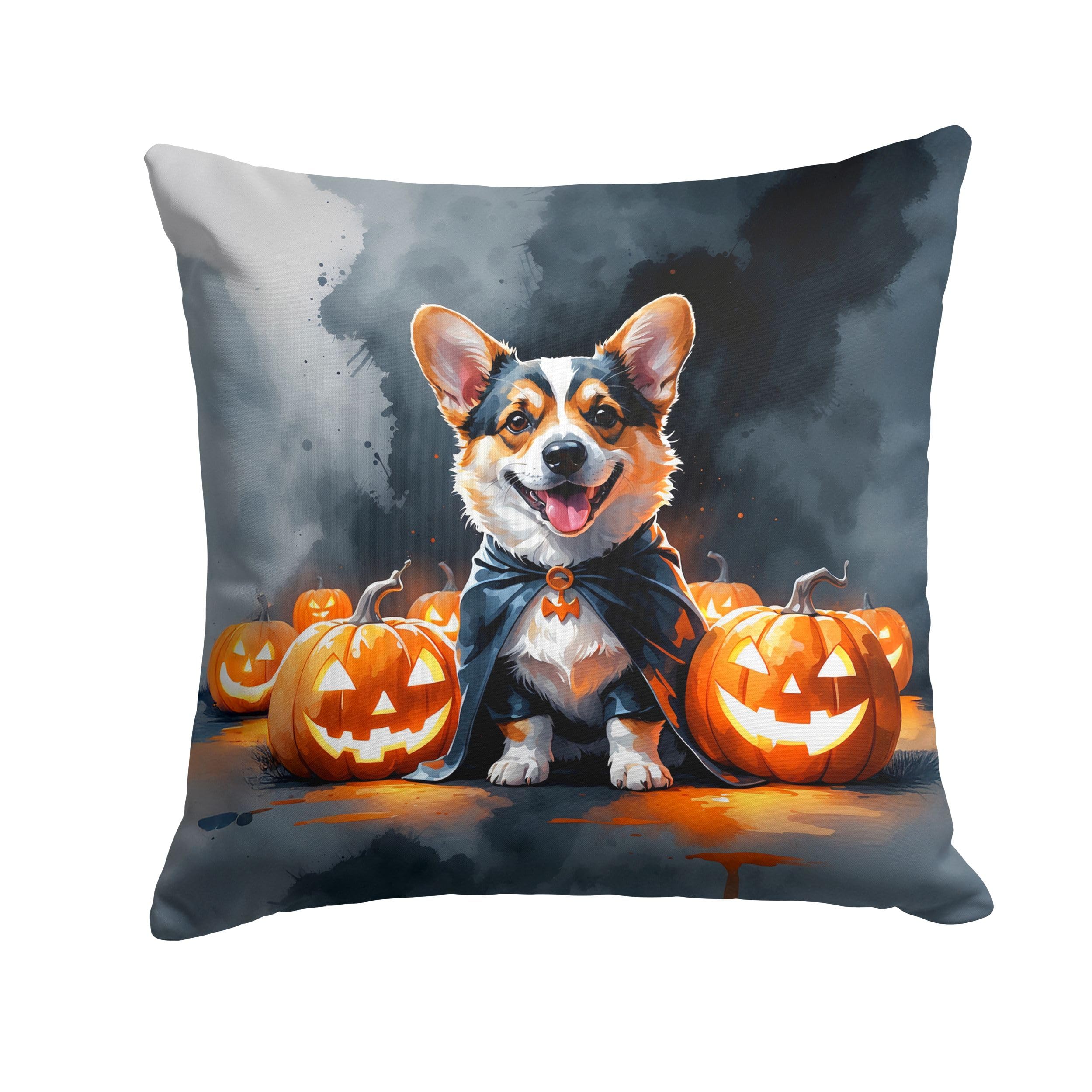 Carolines Treasures Corgi Puppy Halloween Throw Pillow Machine Washable, Indoor Outdoor Decorative Pillow for Couch, Bed or Patio, 14Hx14W